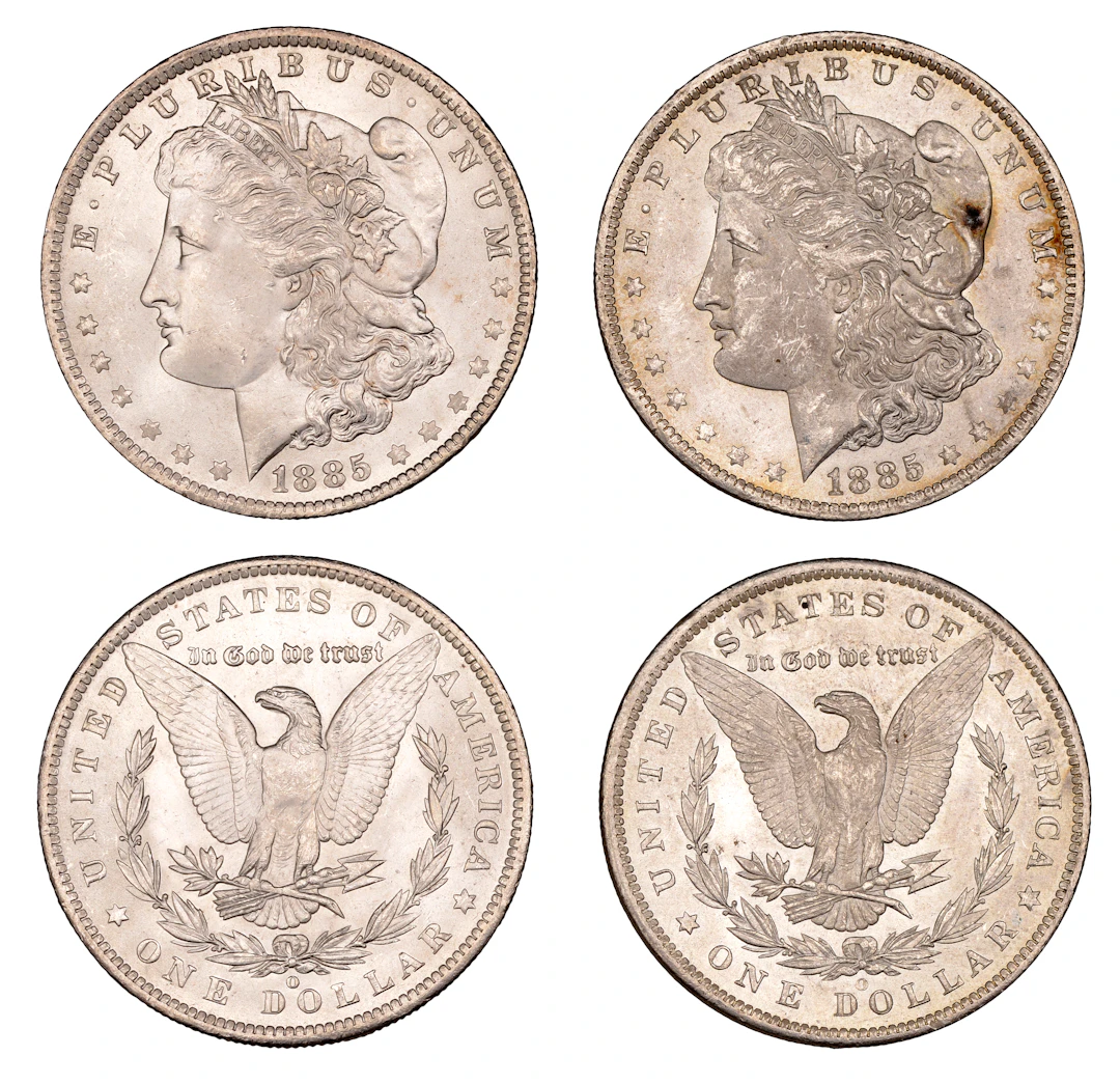 United States of America, Dollars (2), both 1885o, New Orleans (KM