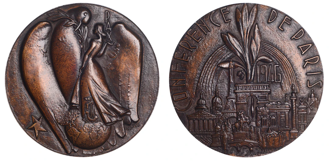 FRANCE, Conférence de Paris, 1946, a bronze medal by A.-L. Galtié