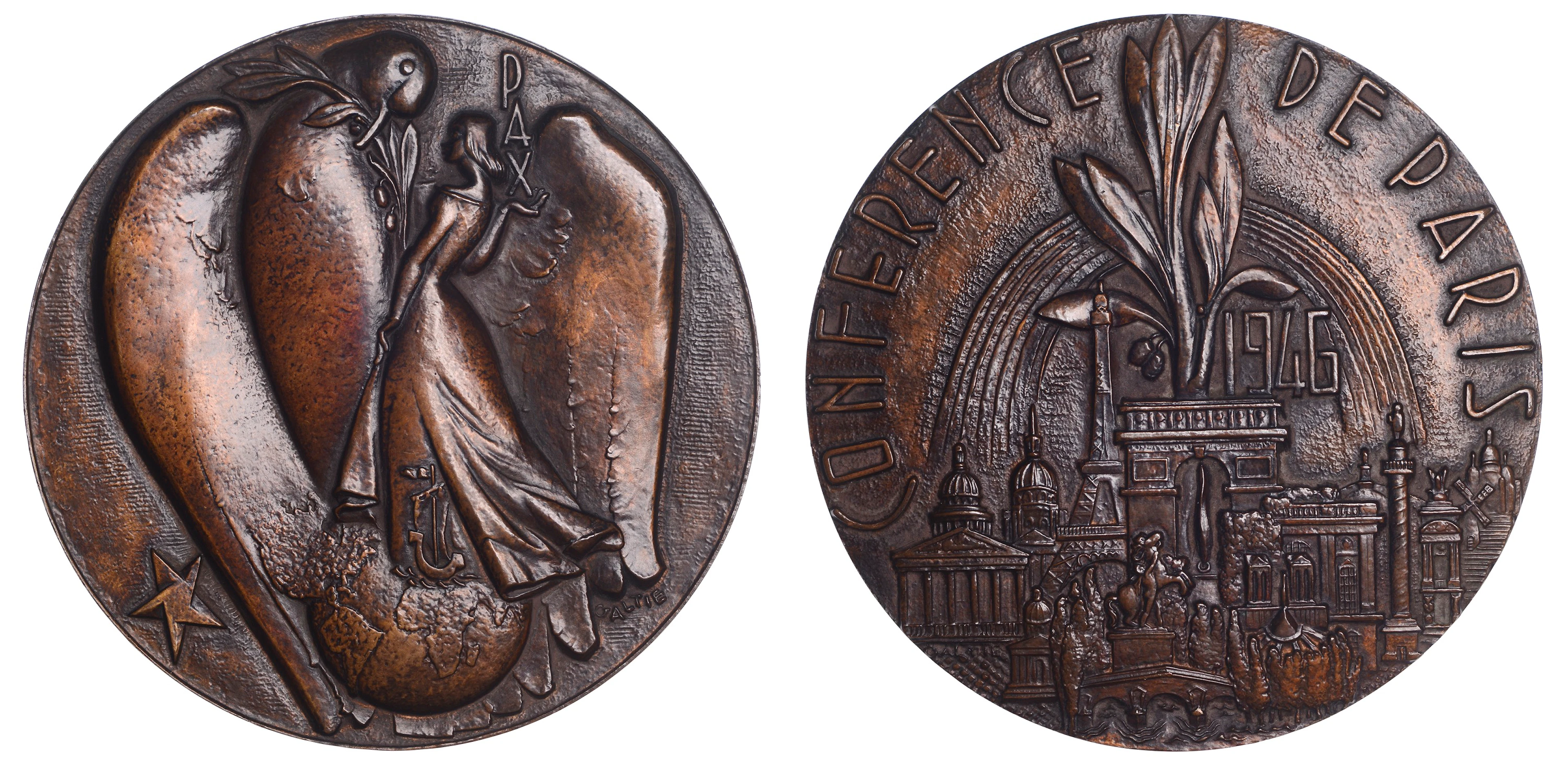 FRANCE, Conférence de Paris, 1946, a bronze medal by A.-L. Galtié