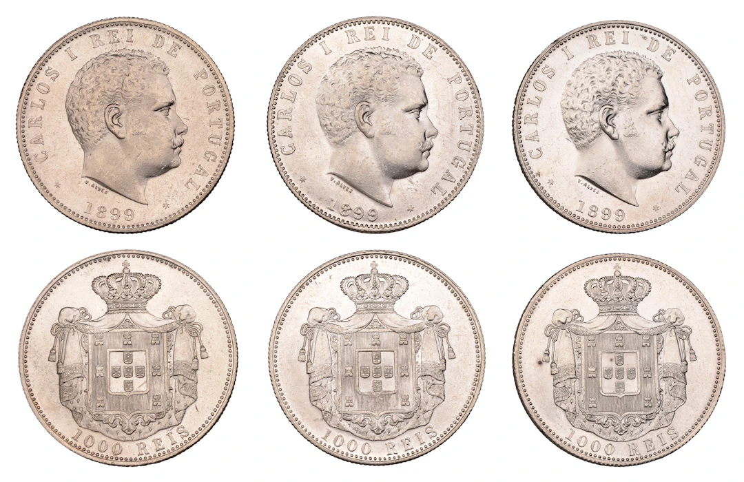 Portugal, Carlos I, 1000 Reis (3), all 1899, Lisbon (KM 540) [3].