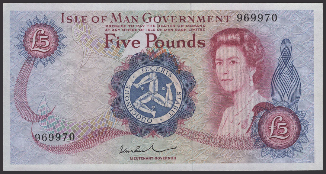 Isle of Man Government, John W. Paul, £5, ND (1974), serial number