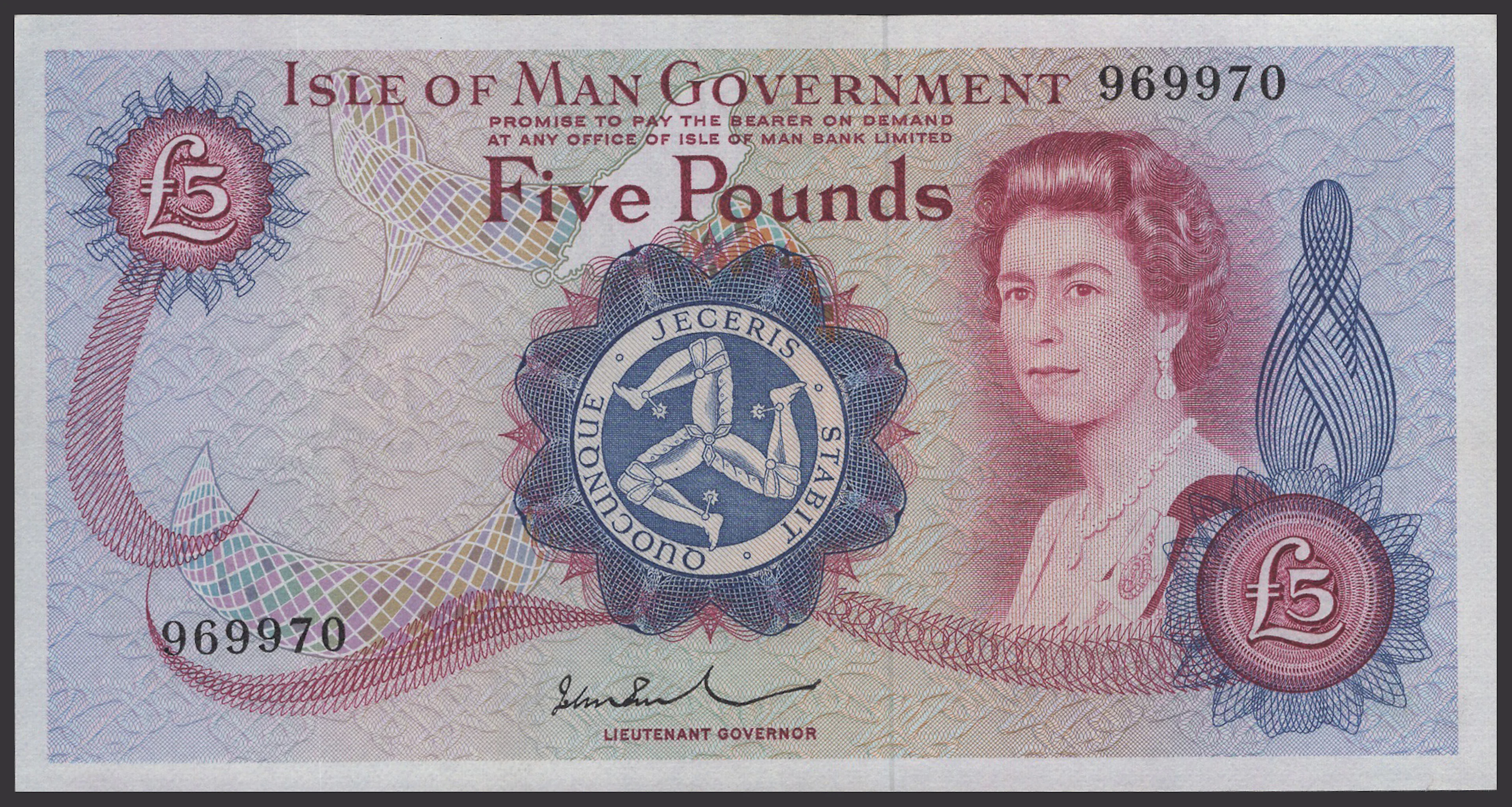 Isle of Man Government, John W. Paul, £5, ND (1974), serial number