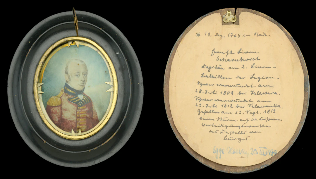 A 19th century glazed oval portrait miniature attributed to Captain