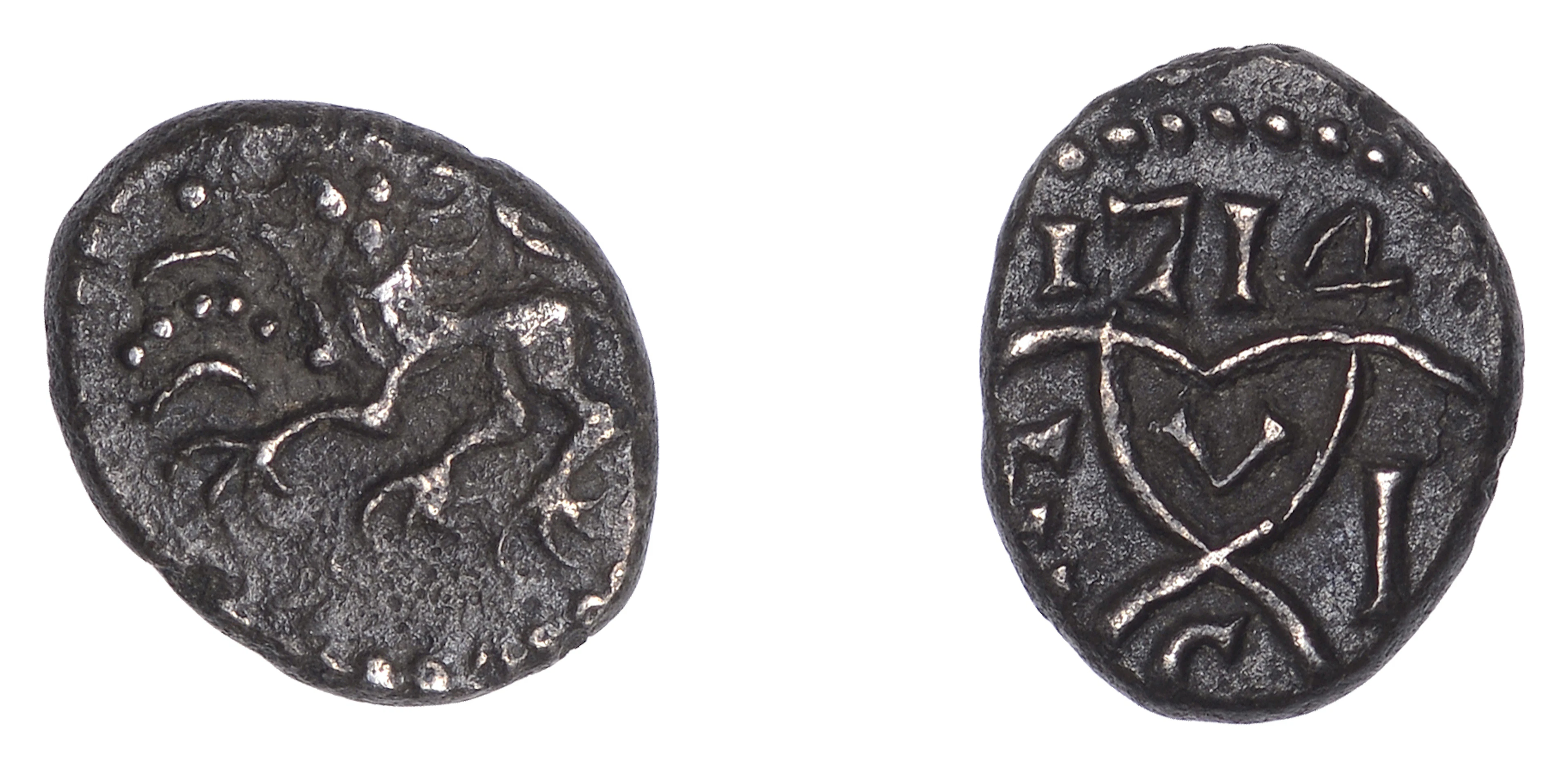 St Helena, East India Co, silver Threepence or Fanam, 1714, Fort St
