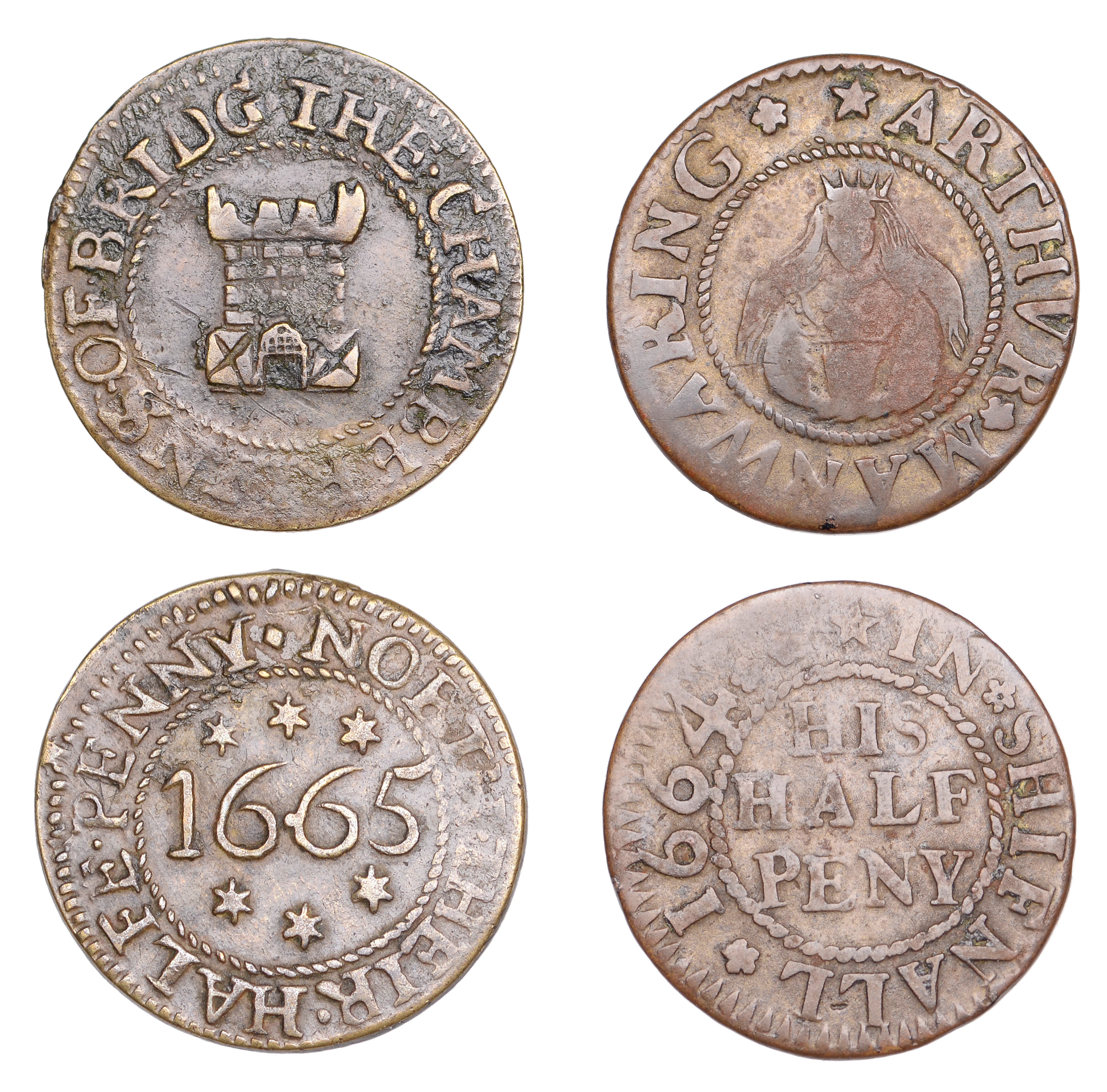 17th Century Tokens, SHROPSHIRE, Bridgnorth, Borough Halfpenny, 1665