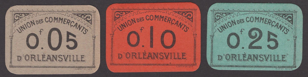 Union des Commercants d’Orleansville, 5, 10, and 25 Centimes, ND (1916)