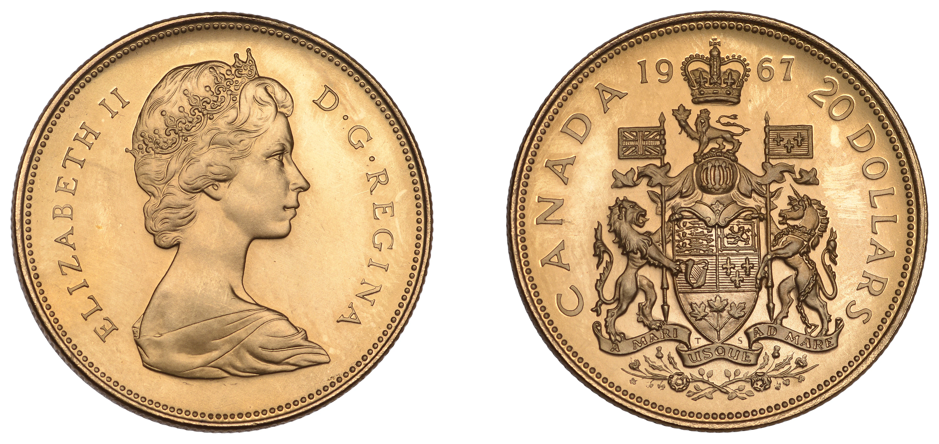 Canada, Elizabeth II, 20 Dollars, 1967, Ottawa (KM 71). Mint state