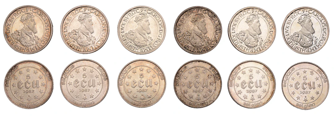 Belgium, Baudouin I, silver 5 Ecu (6), all 1987, 30th Anniversary