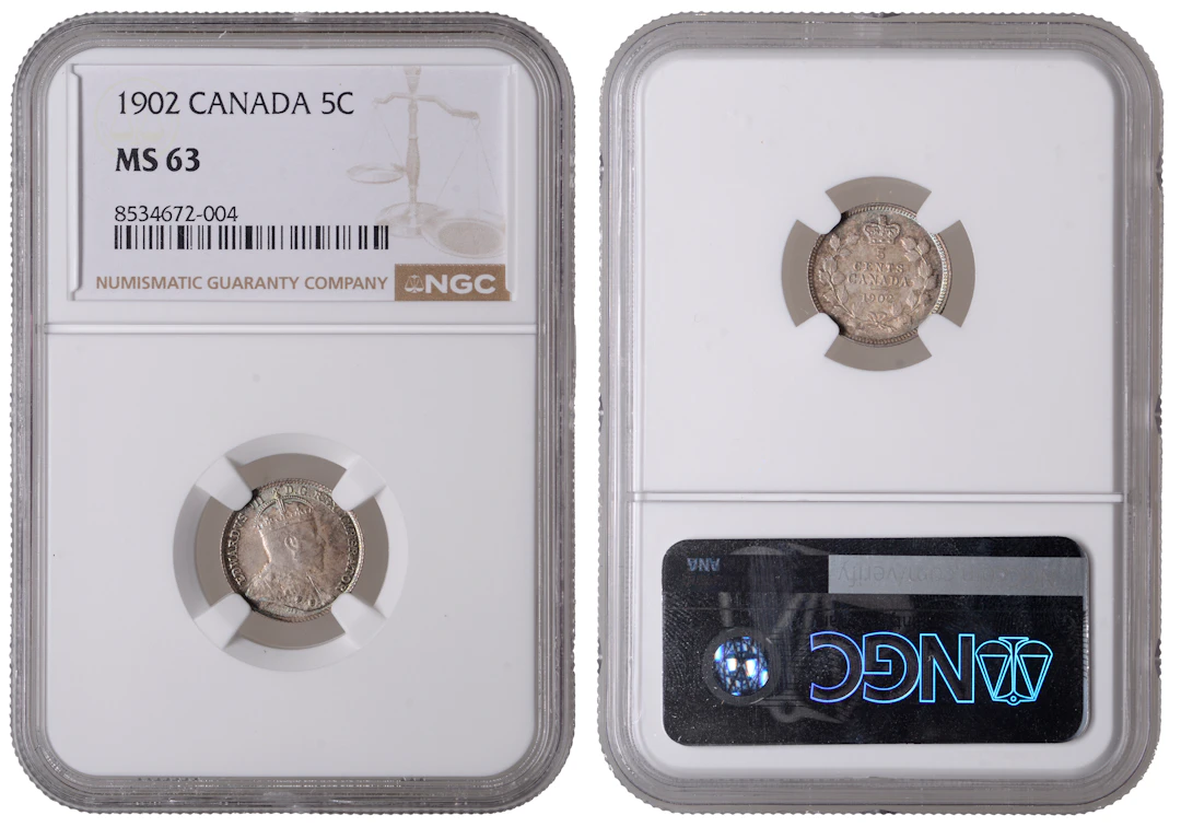 Canada, Edward VII, 5 Cents, 1902, London (KM 9). Prettily toned