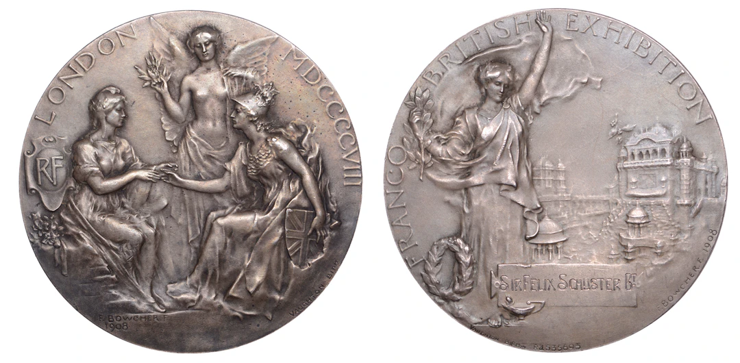 Franco-British Exhibition, White City, 1908, a silver award medal