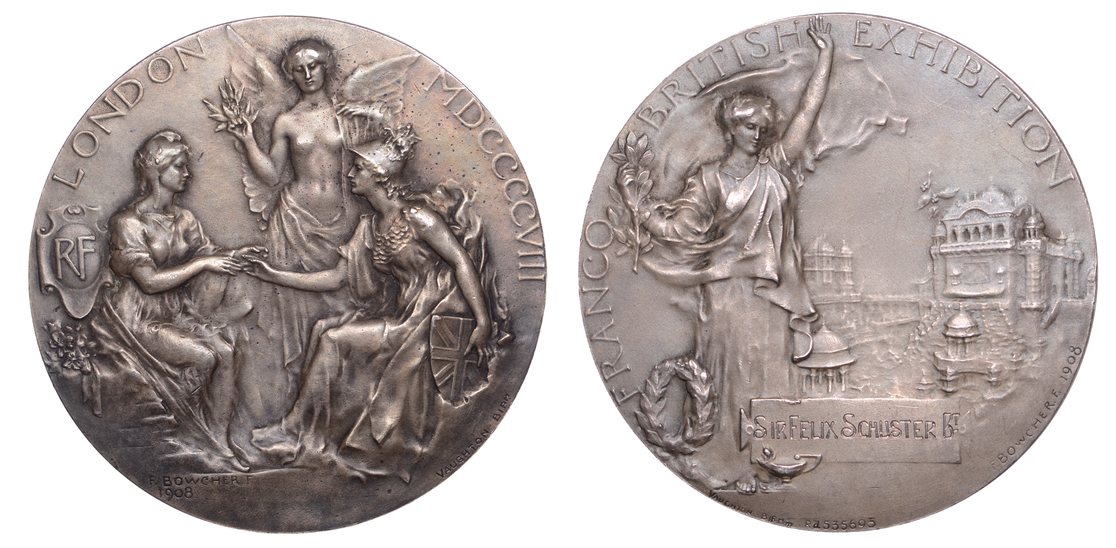 Franco-British Exhibition, White City, 1908, a silver award medal