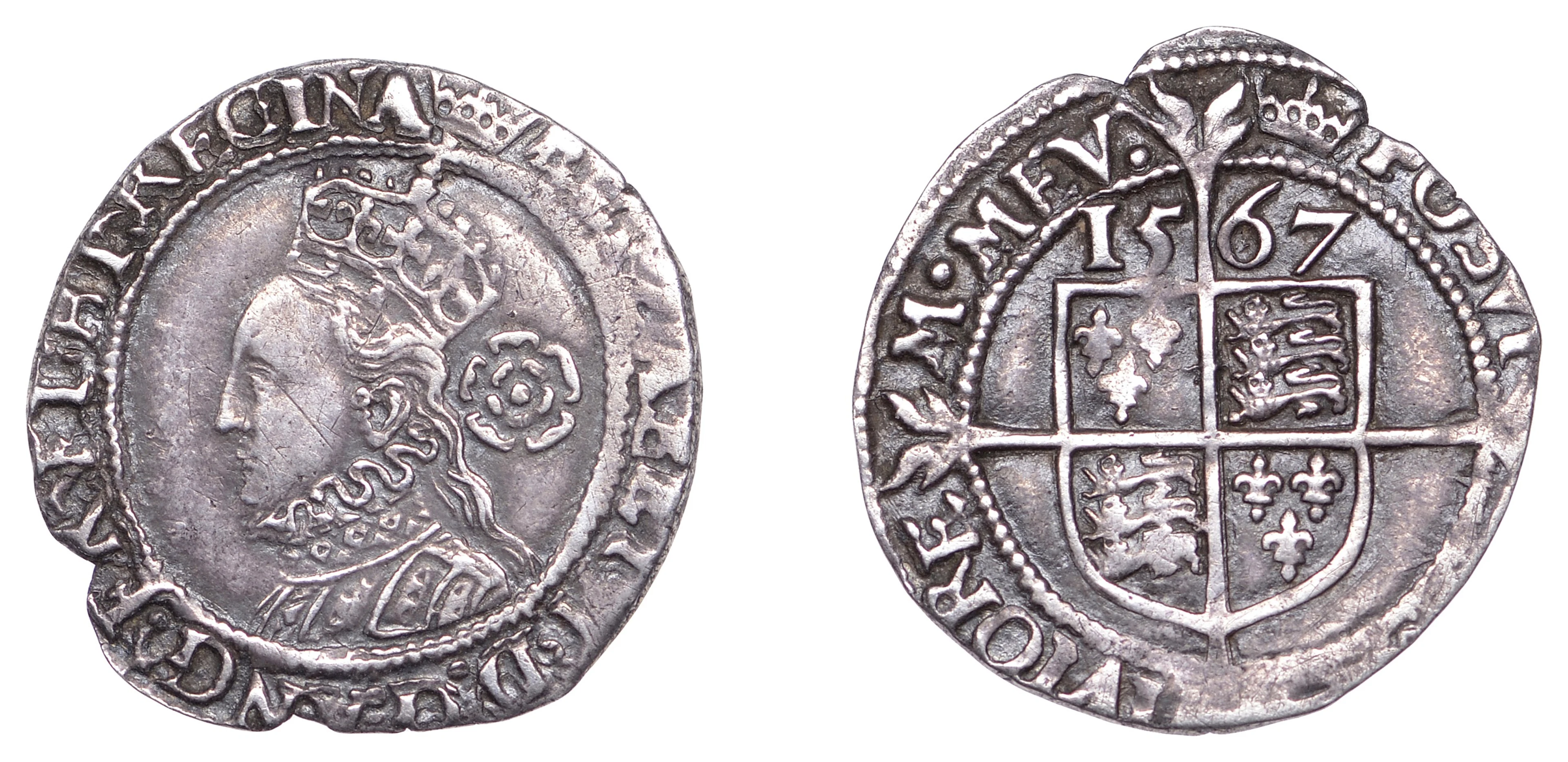 Elizabeth I (1558-1603), Third issue, Threepence, 1567, mm. coronet