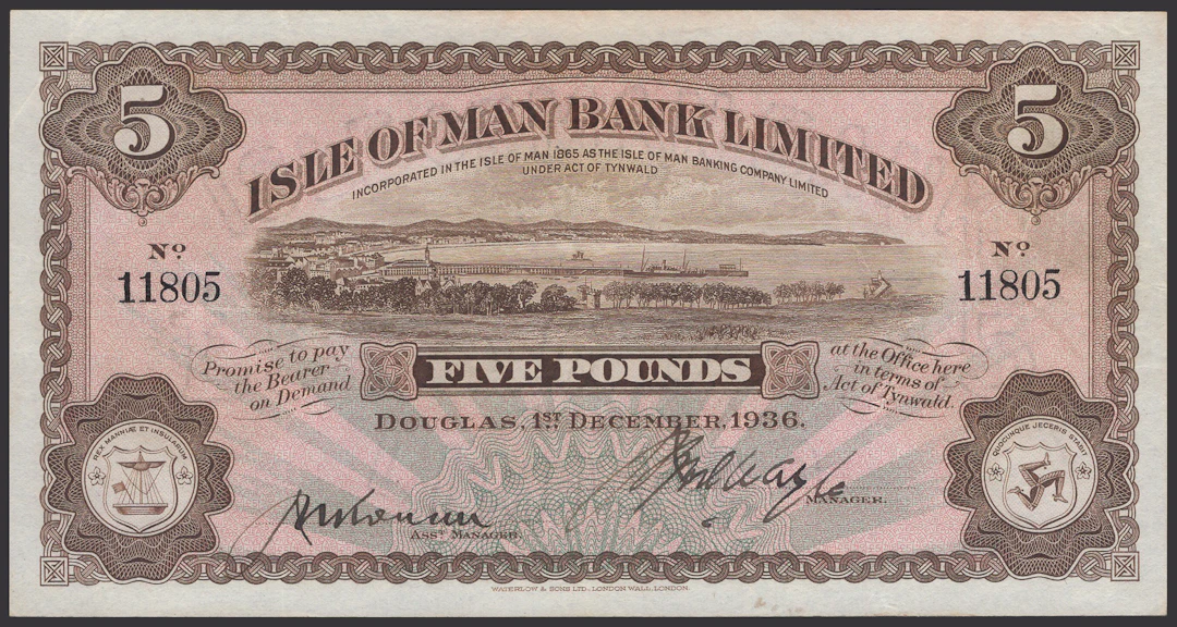 Isle of Man Bank Limited, £5, 1 December 1936, serial number 11805