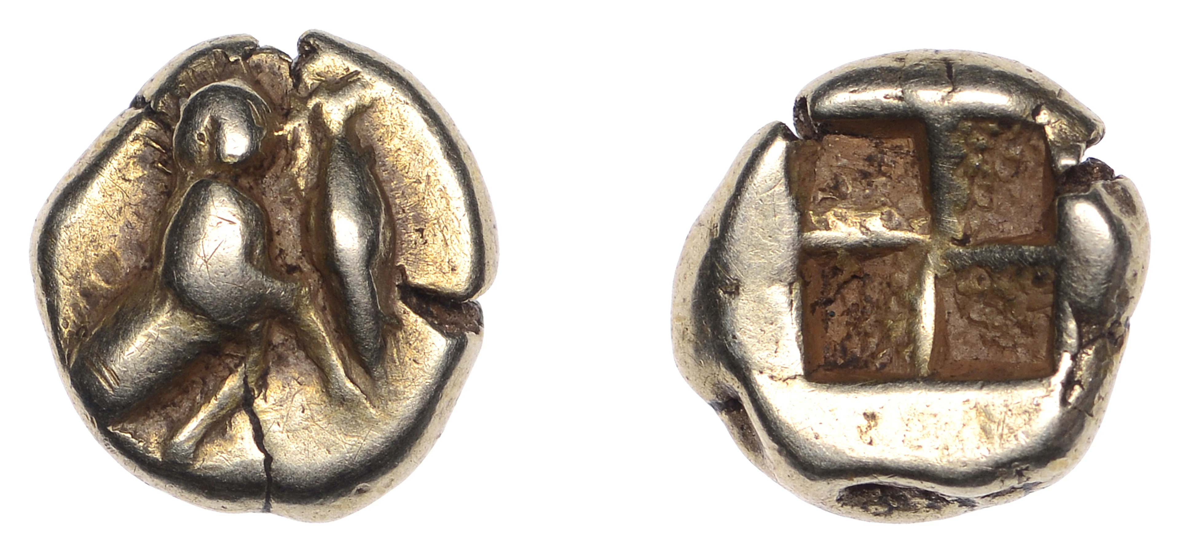 Mysia, Kyzikos, El Hekte, c. 500-450, lion seated left on tunny fish