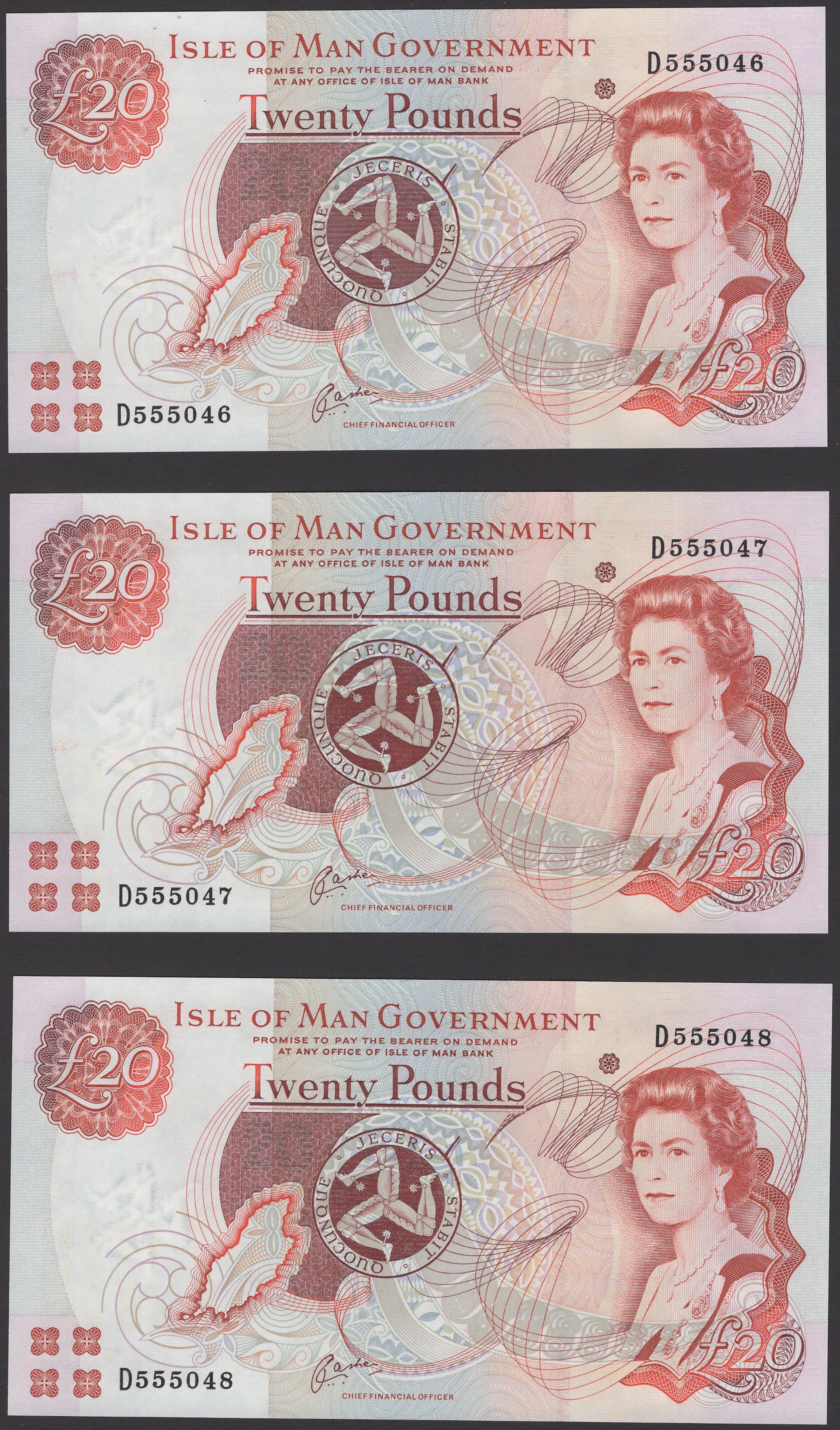 Isle of Man Government, J.Cashen, consecutive £20 (5), ND (1999)