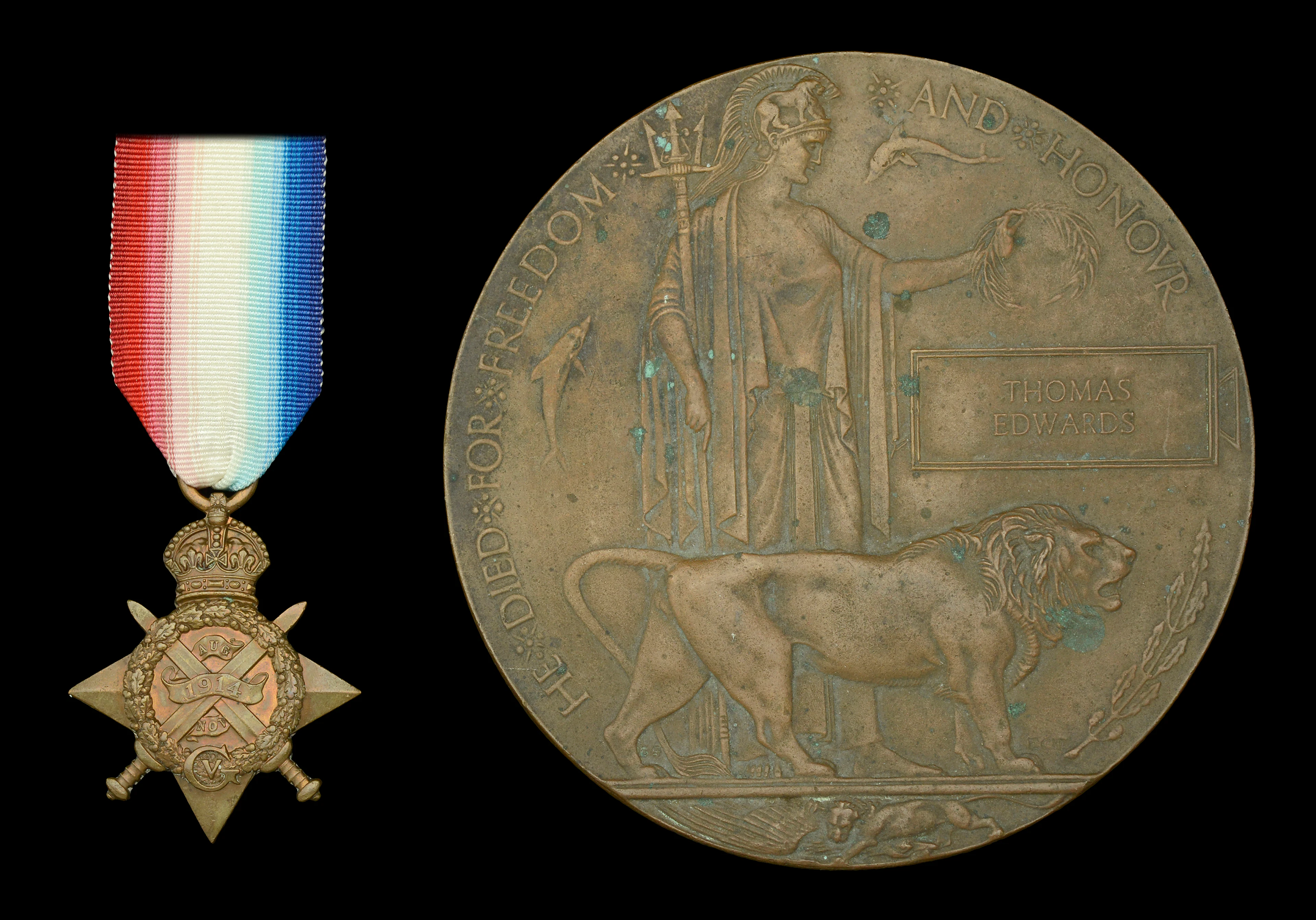 The 1914 Star awarded to Private T. Edwards, 1st Battalion, Royal