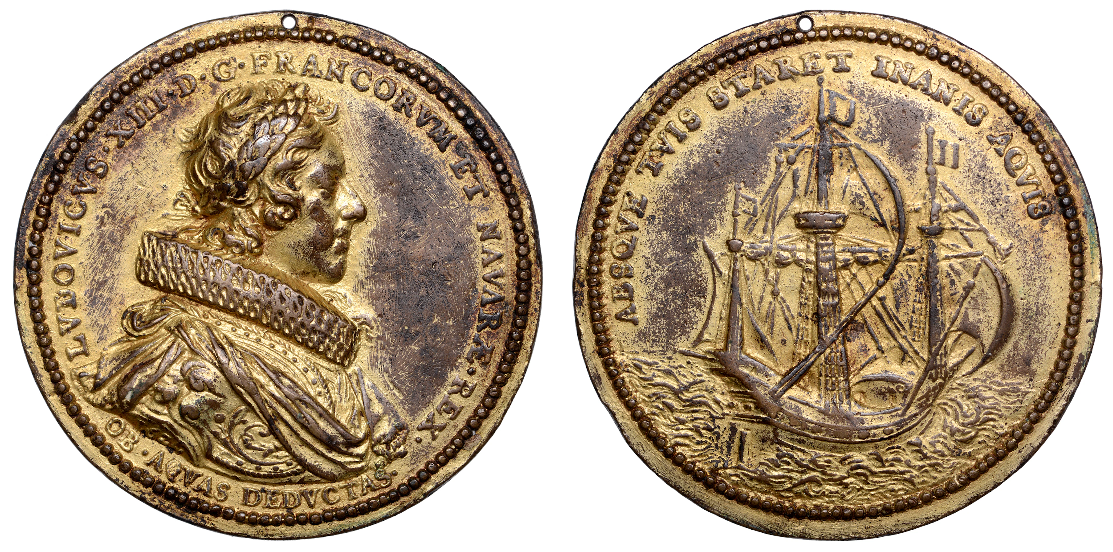 France, Construction of the Médicis Aqueduct, a cast bronze gilt medal