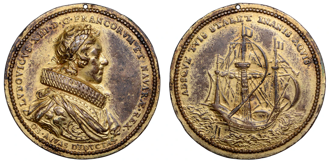 France, Construction of the Médicis Aqueduct, a cast bronze gilt medal