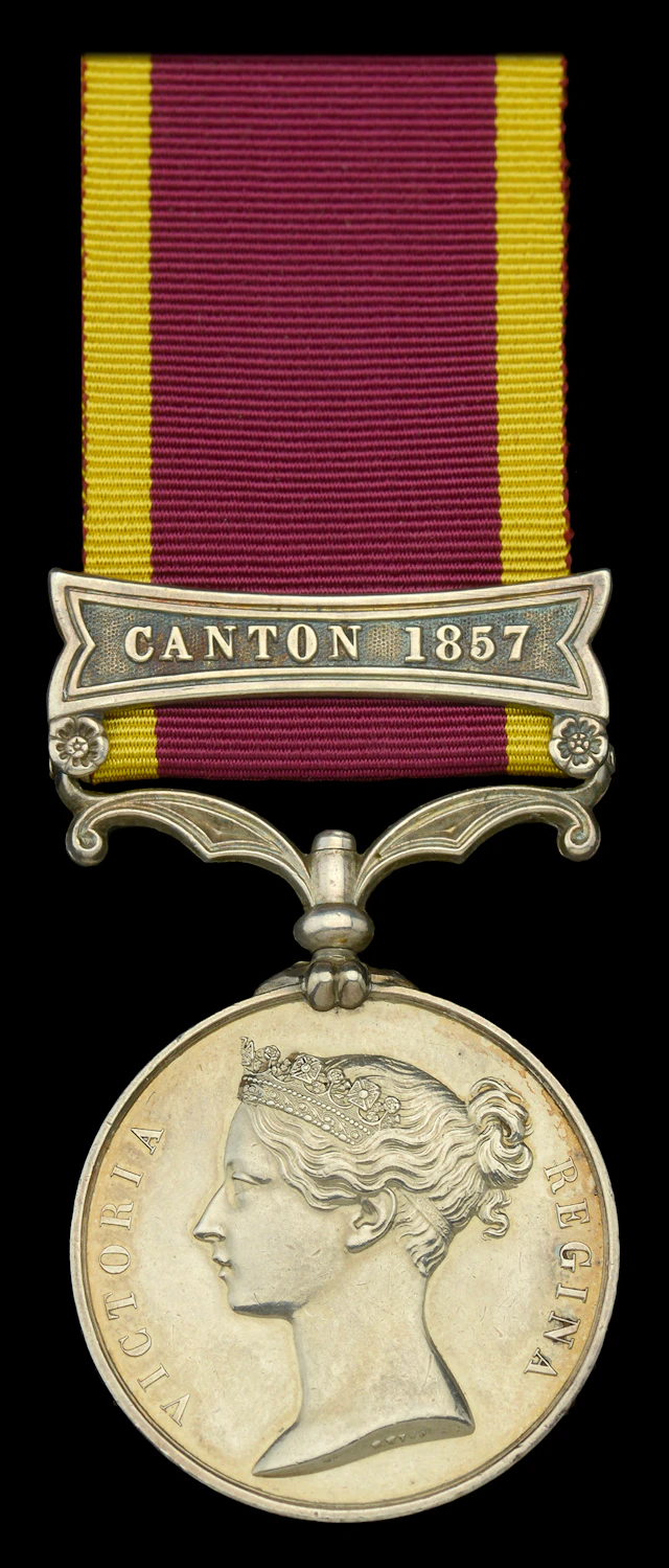 China 1857-60, 1 clasp, Canton 1857 (Gunr. Stephen Harris, No. 6 B.