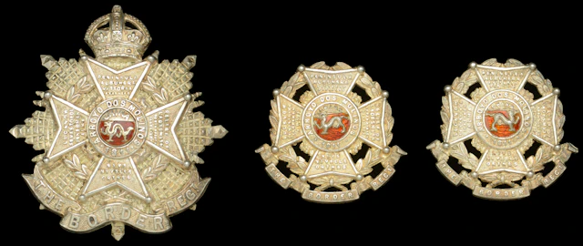 The Border Regiment, Officer’s Cap Badge and Collar Badges. Excellent