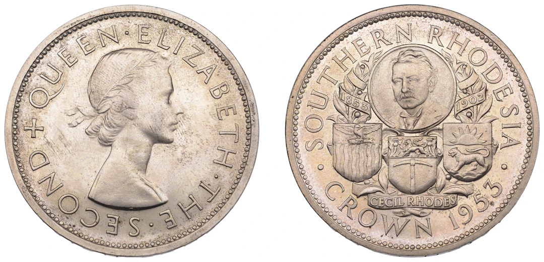 Southern Rhodesia, Elizabeth II, Proof Crown, 1953, Cecil Rhodes Centenary