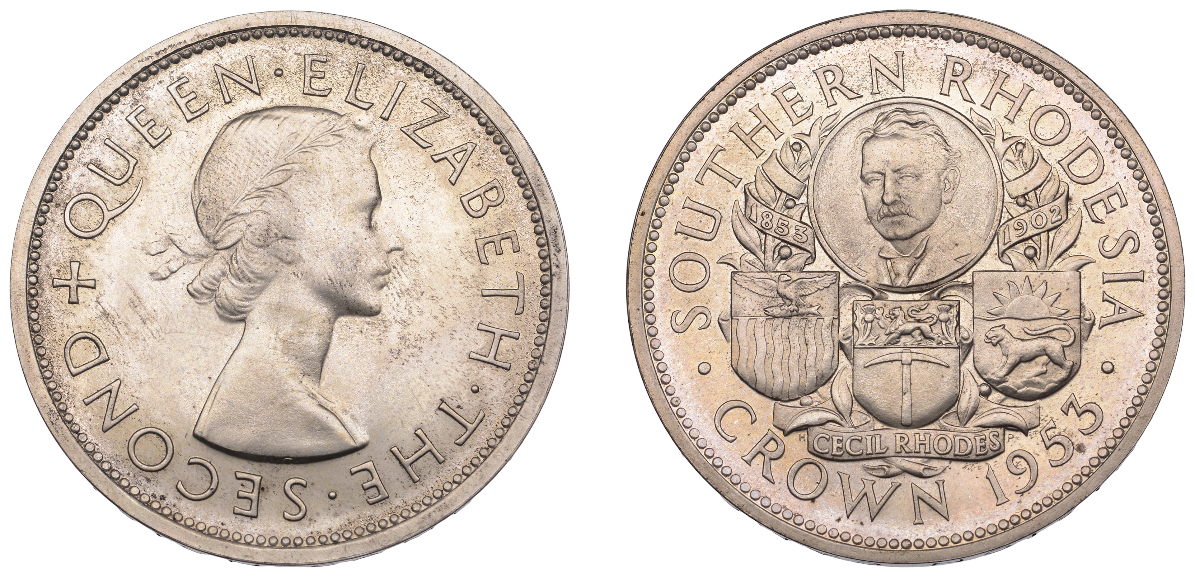 Southern Rhodesia, Elizabeth II, Proof Crown, 1953, Cecil Rhodes Centenary