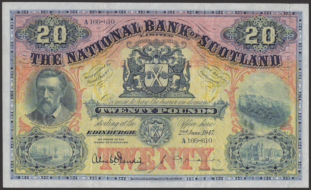 National Bank of Scotland Limited, £20, 2 June 1947, serial number
