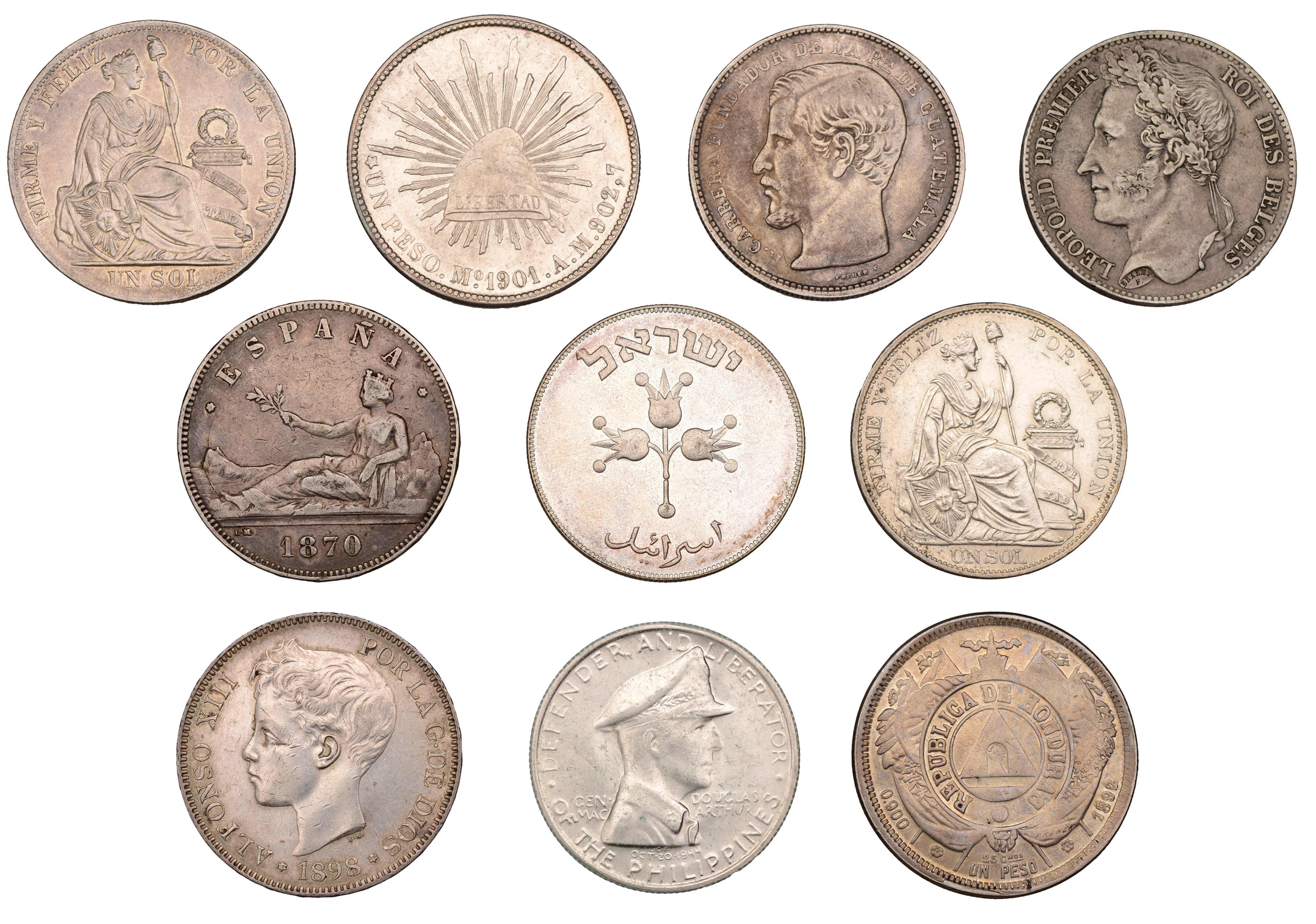 Miscellaneous, HONDURAS, Republic, Peso, 1892, overdate variety, Tegucigalpa