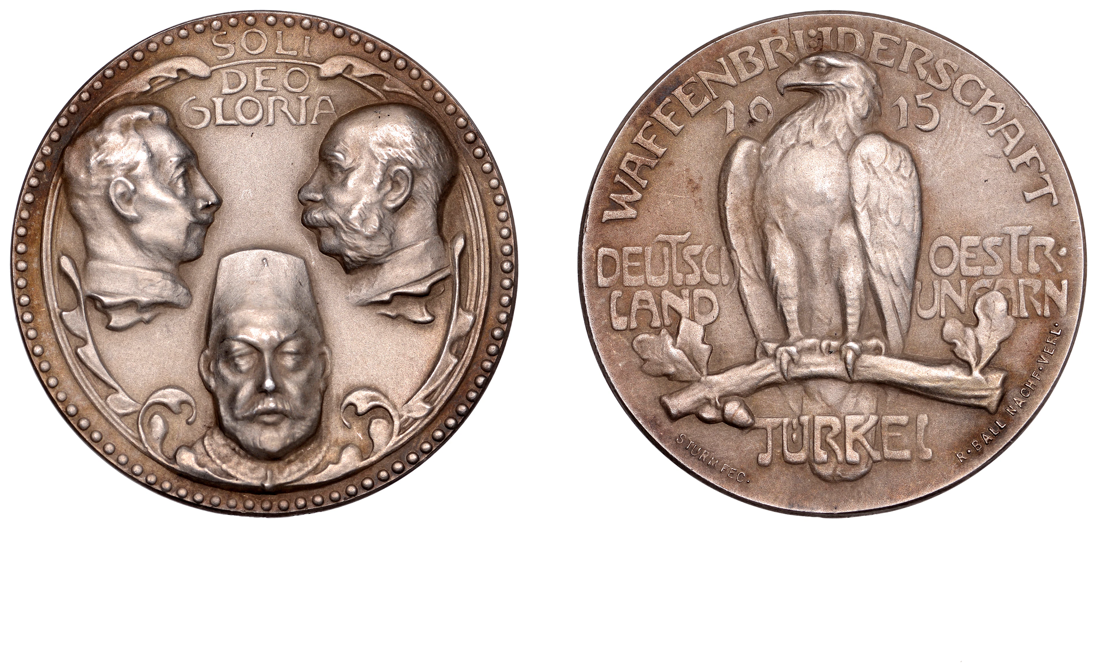 Germany, The Triple Alliance, 1915, a silver medal by P. Sturm, busts