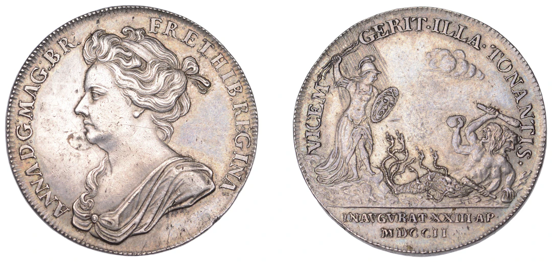 Anne, Coronation, 1702, a silver medal, unsigned [by J. Croker], draped