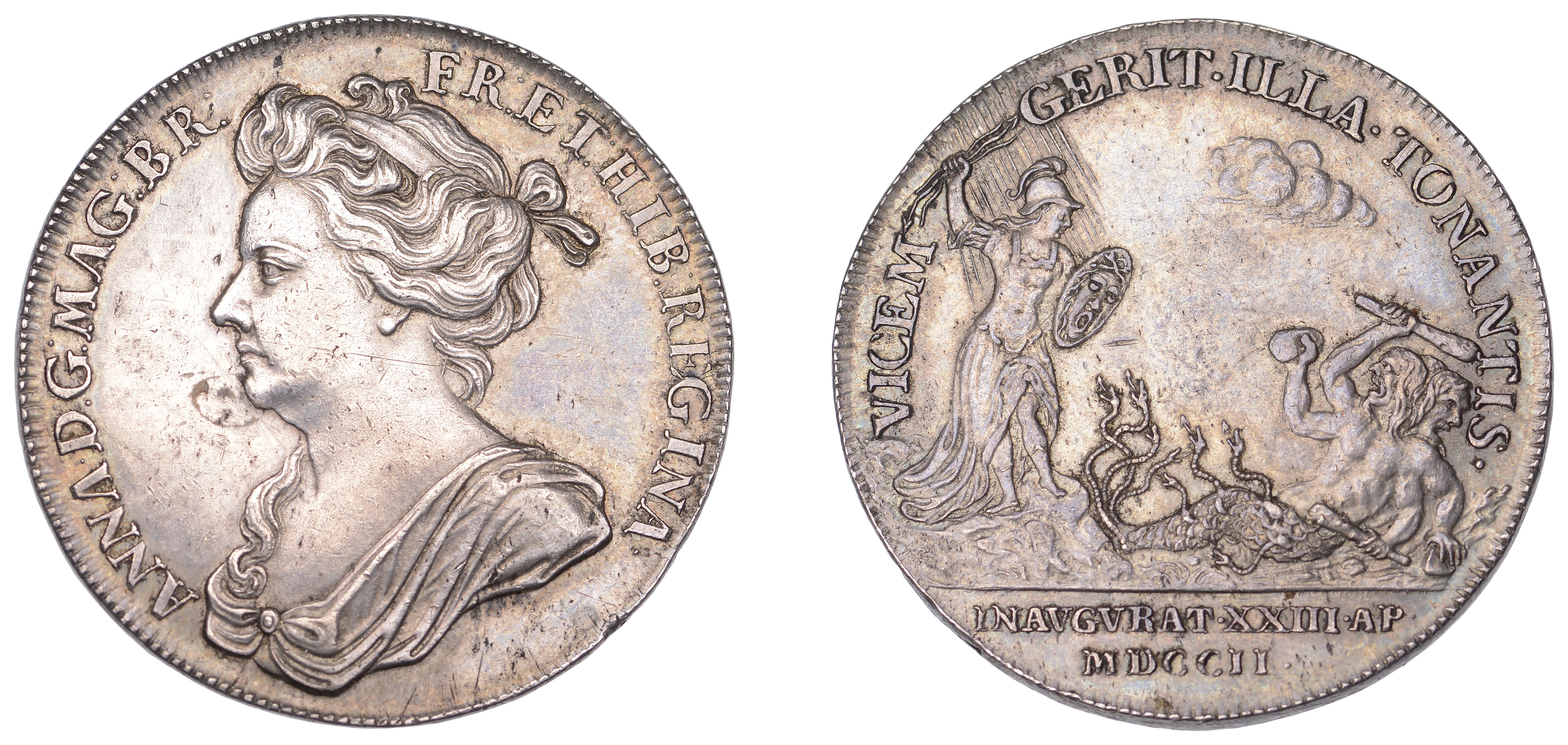 Anne, Coronation, 1702, a silver medal, unsigned [by J. Croker], draped