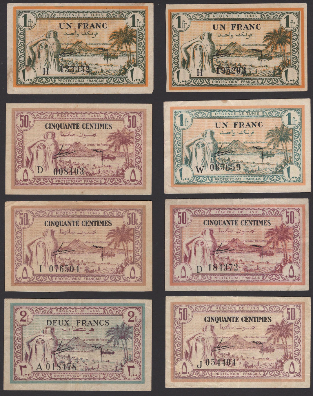 Regency of Tunis, a group of the 1943 issue comprising 50 Centimes