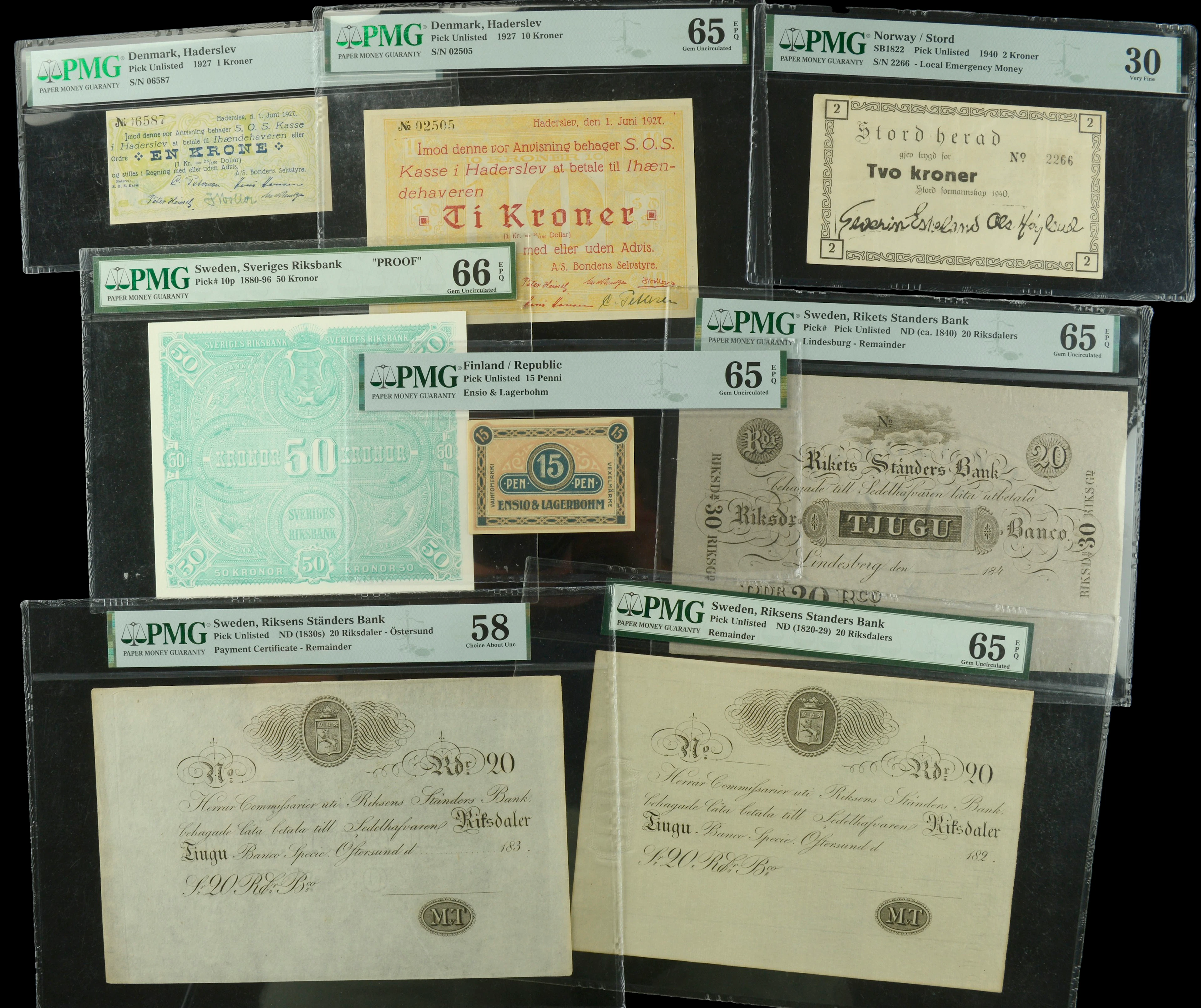 A Small Group of Graded Scandinavian Notes, comprising Denmark, Haderslav