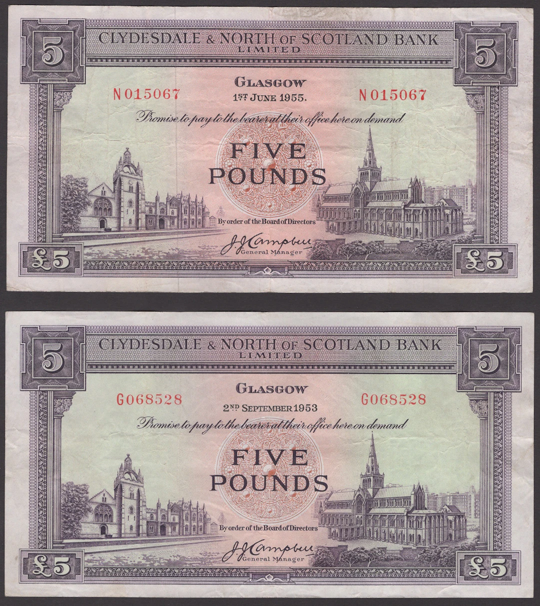 Clydesdale & North of Scotland Bank Limited, £5 (4), 2 September 1953