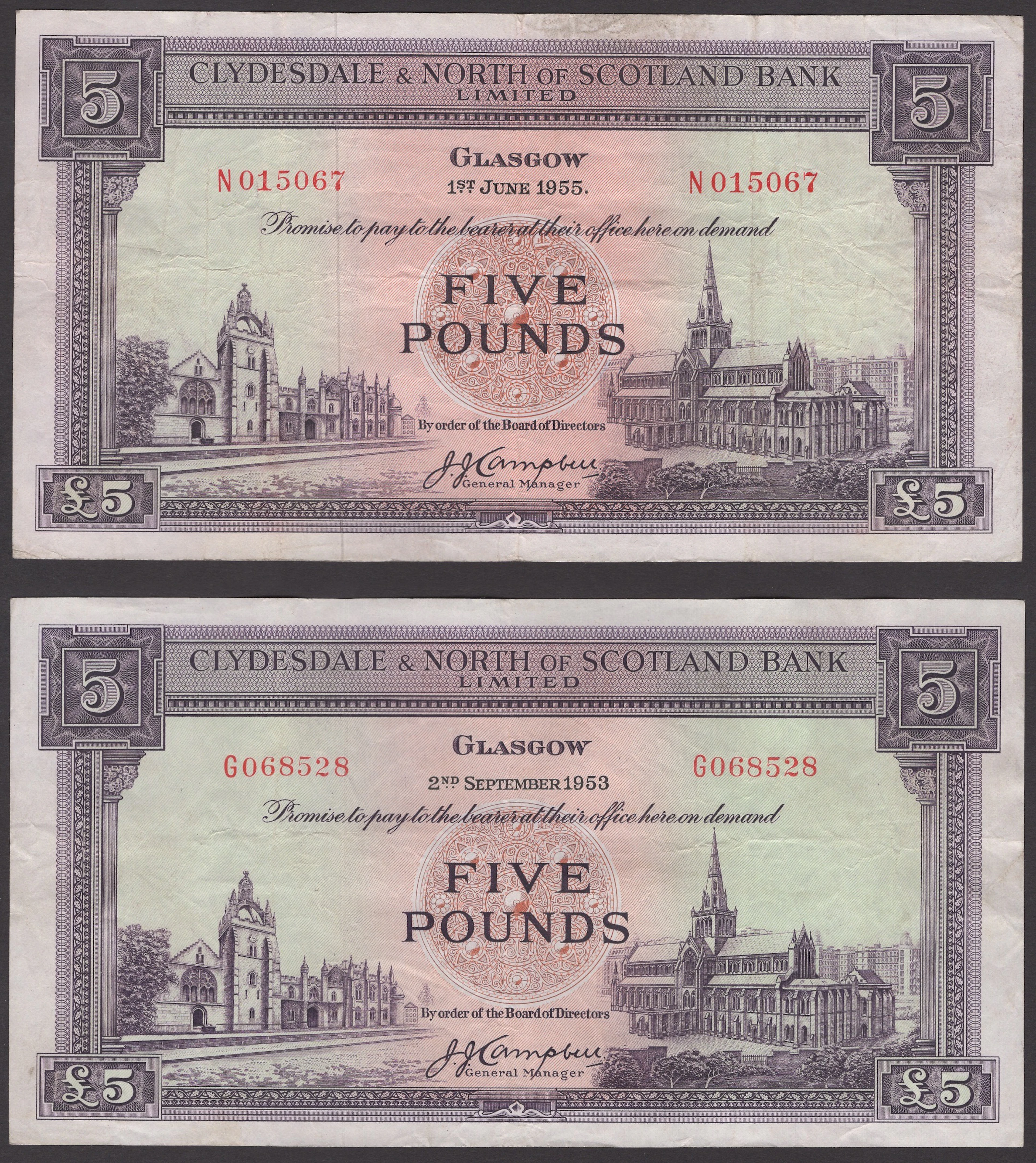 Clydesdale & North of Scotland Bank Limited, £5 (4), 2 September 1953