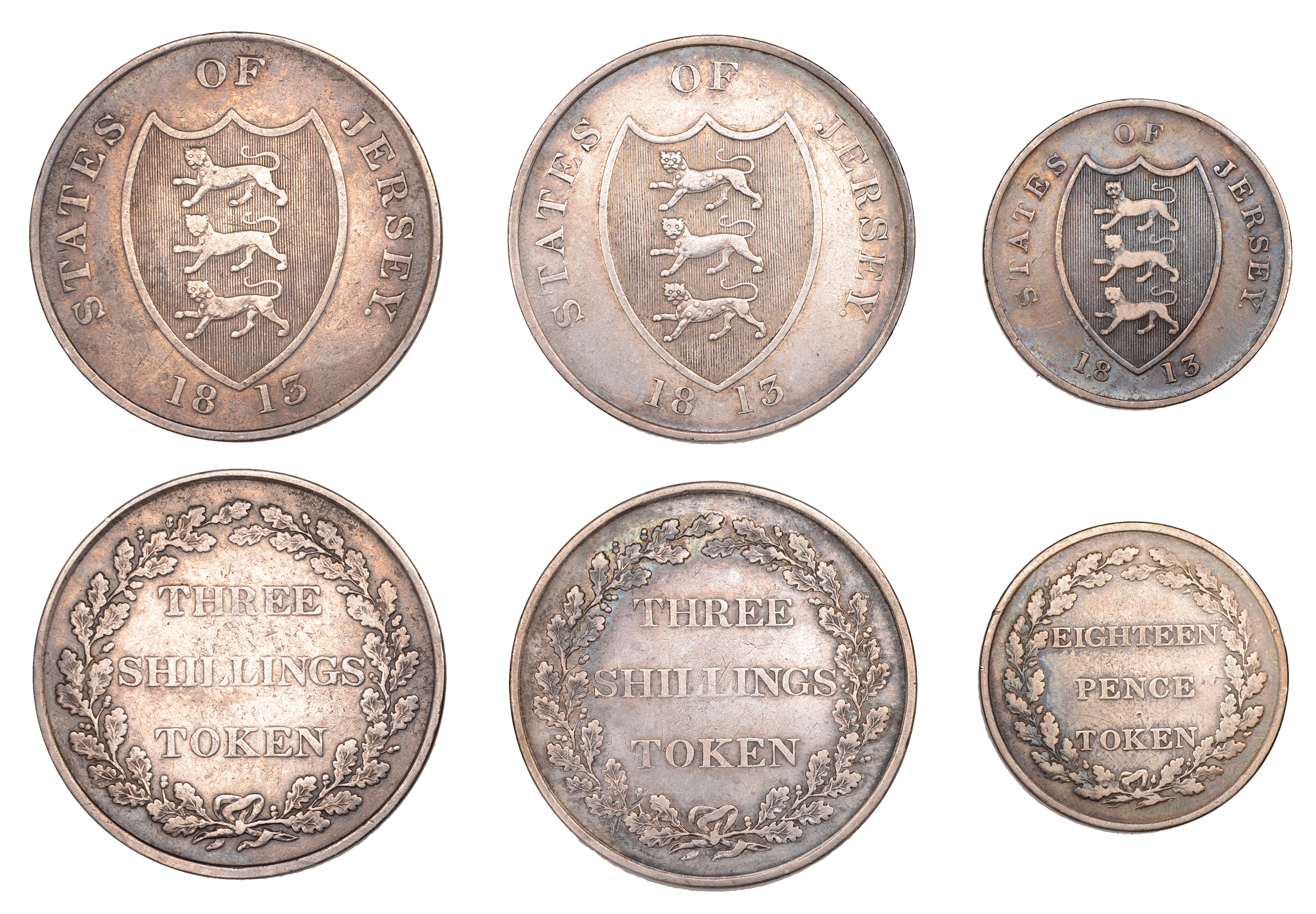 Channel Islands, JERSEY, States, Three Shillings (2), both 1813, Eighteen