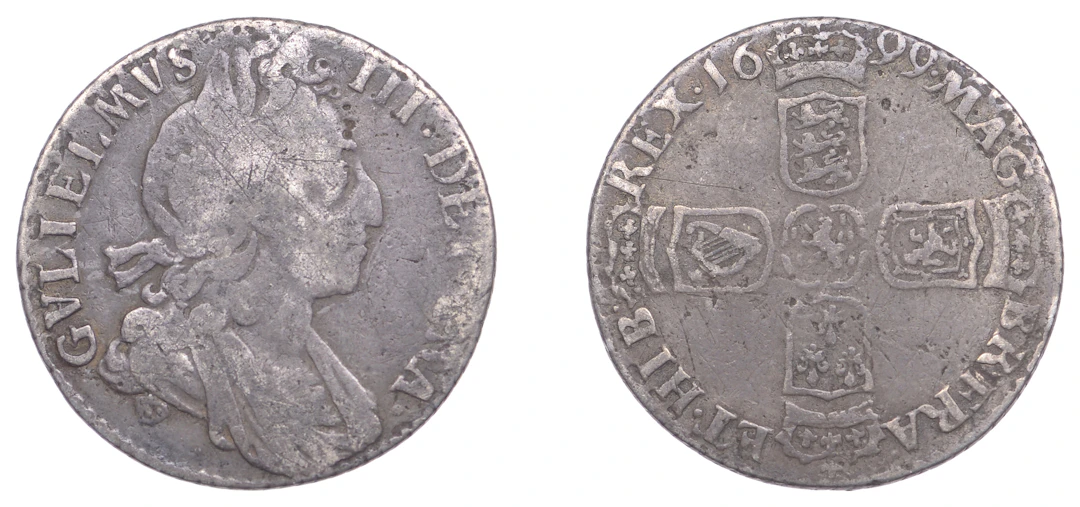 William III (1694-1702), Sixpence, 1699, third bust, large crowns