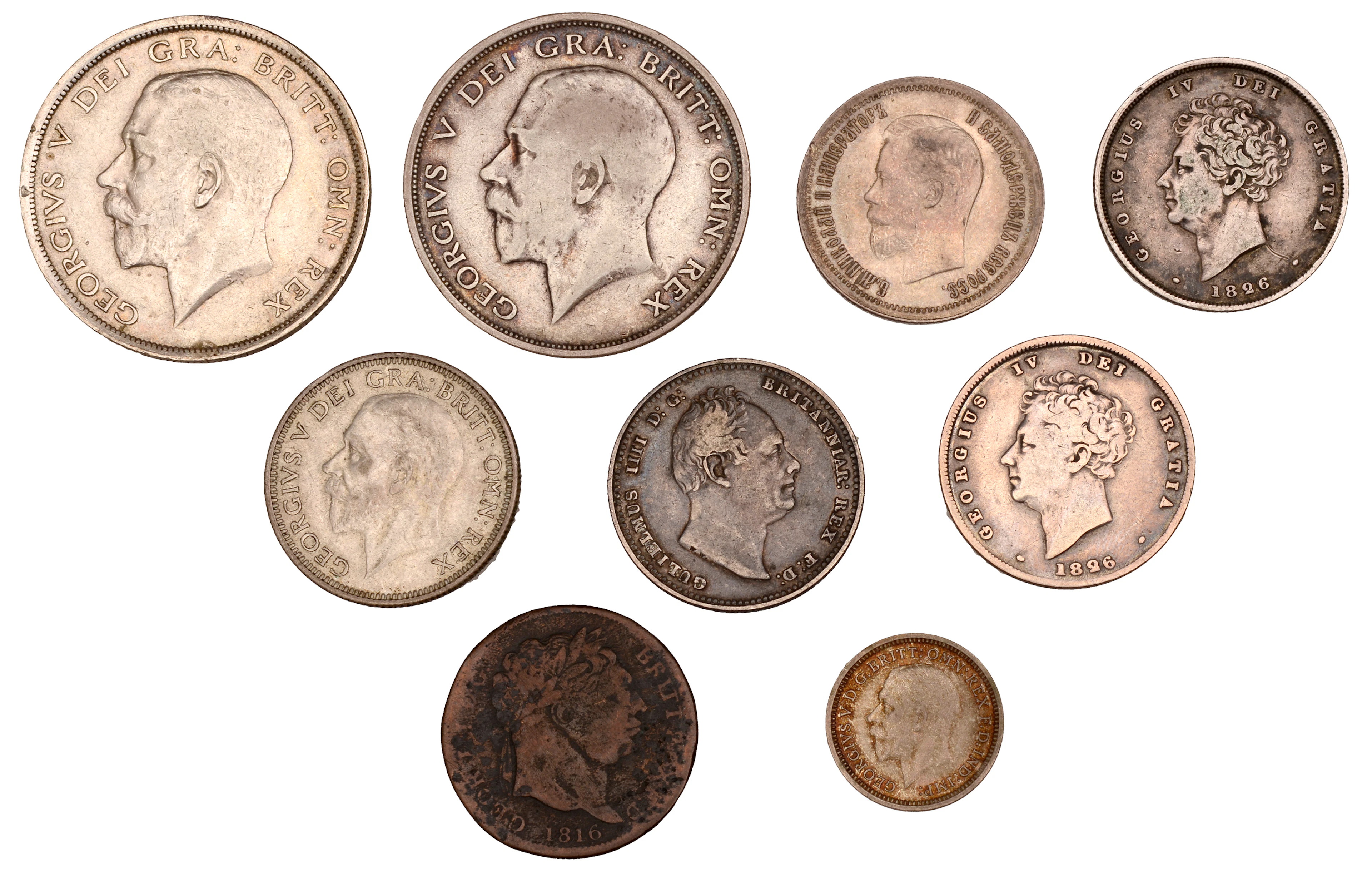 George IV, Shillings (2), both 1826 (S 3812); William IV, Shilling