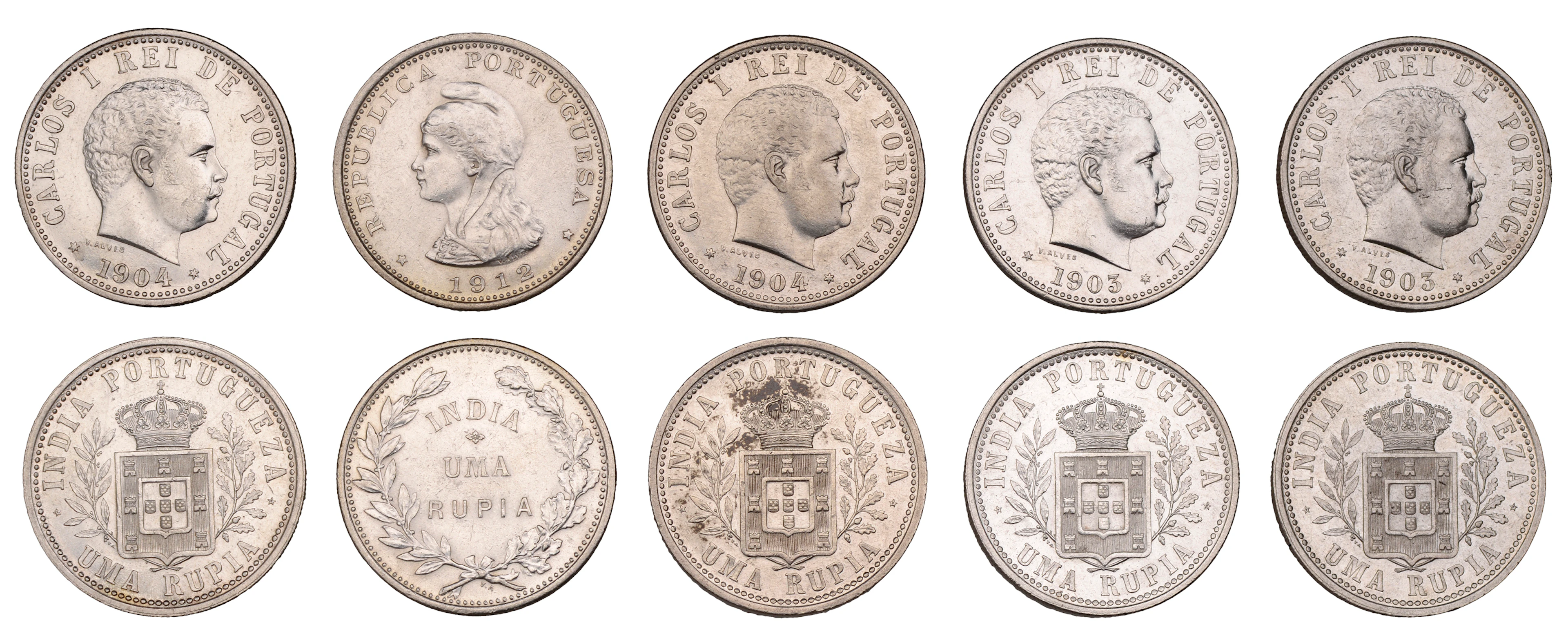 Portuguese India, Carlos I, Rupia (4), 1903 (2), 1904 (2), Lisbon