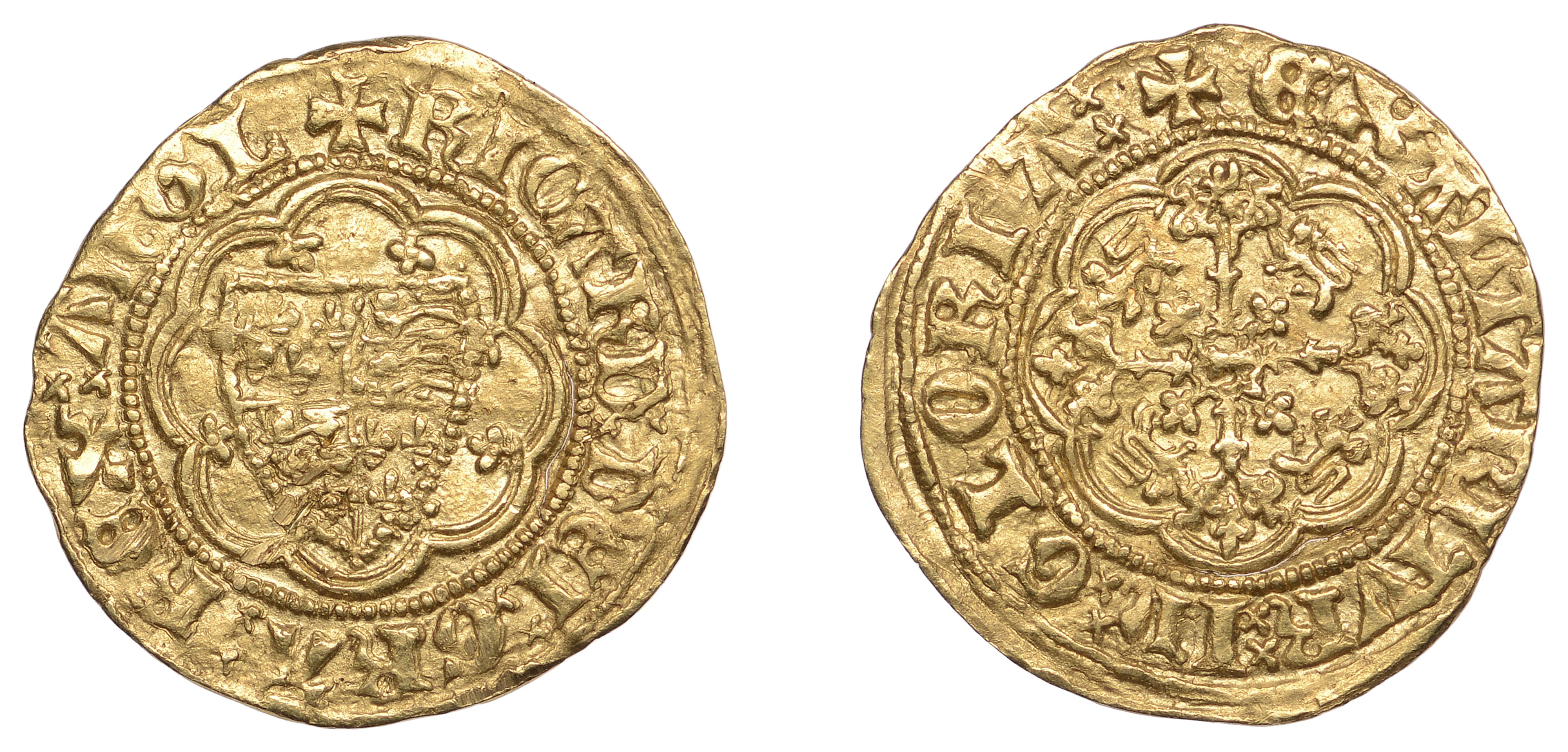 Richard II (1377-1399), Quarter-Noble, type 1a, nothing above shield