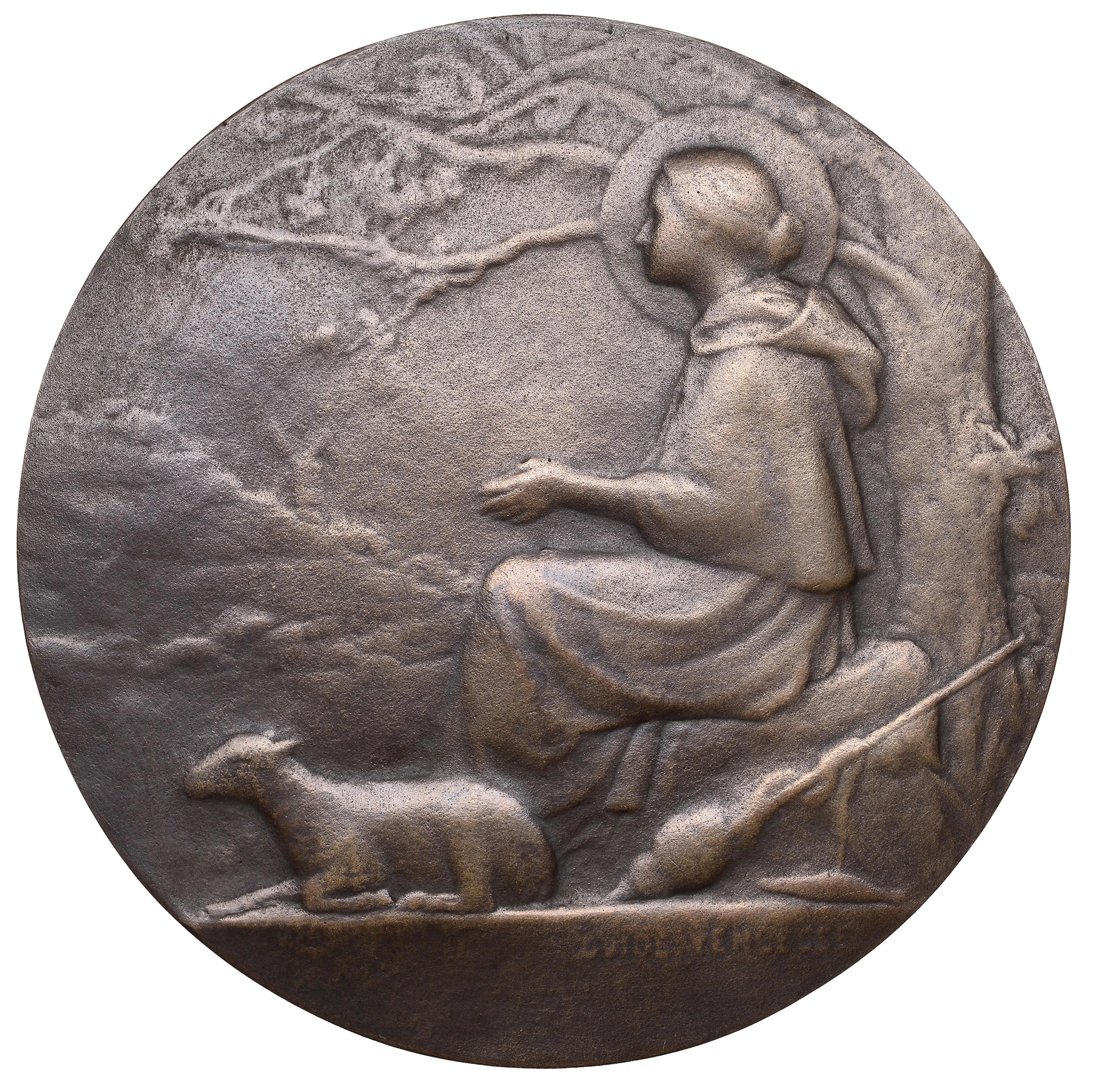 FRANCE, Sainte Geneviève, c. 1900, a uniface bronze medal by O. Yencesse