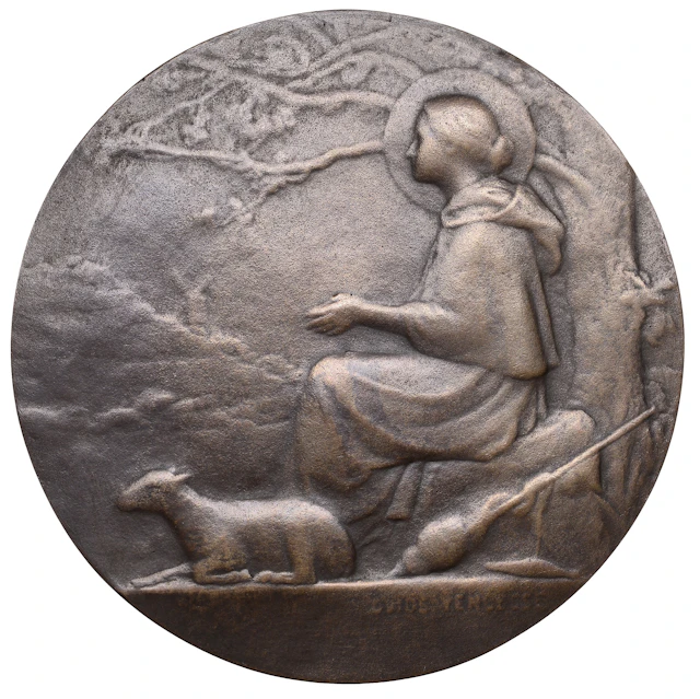 FRANCE, Sainte Geneviève, c. 1900, a uniface bronze medal by O. Yencesse