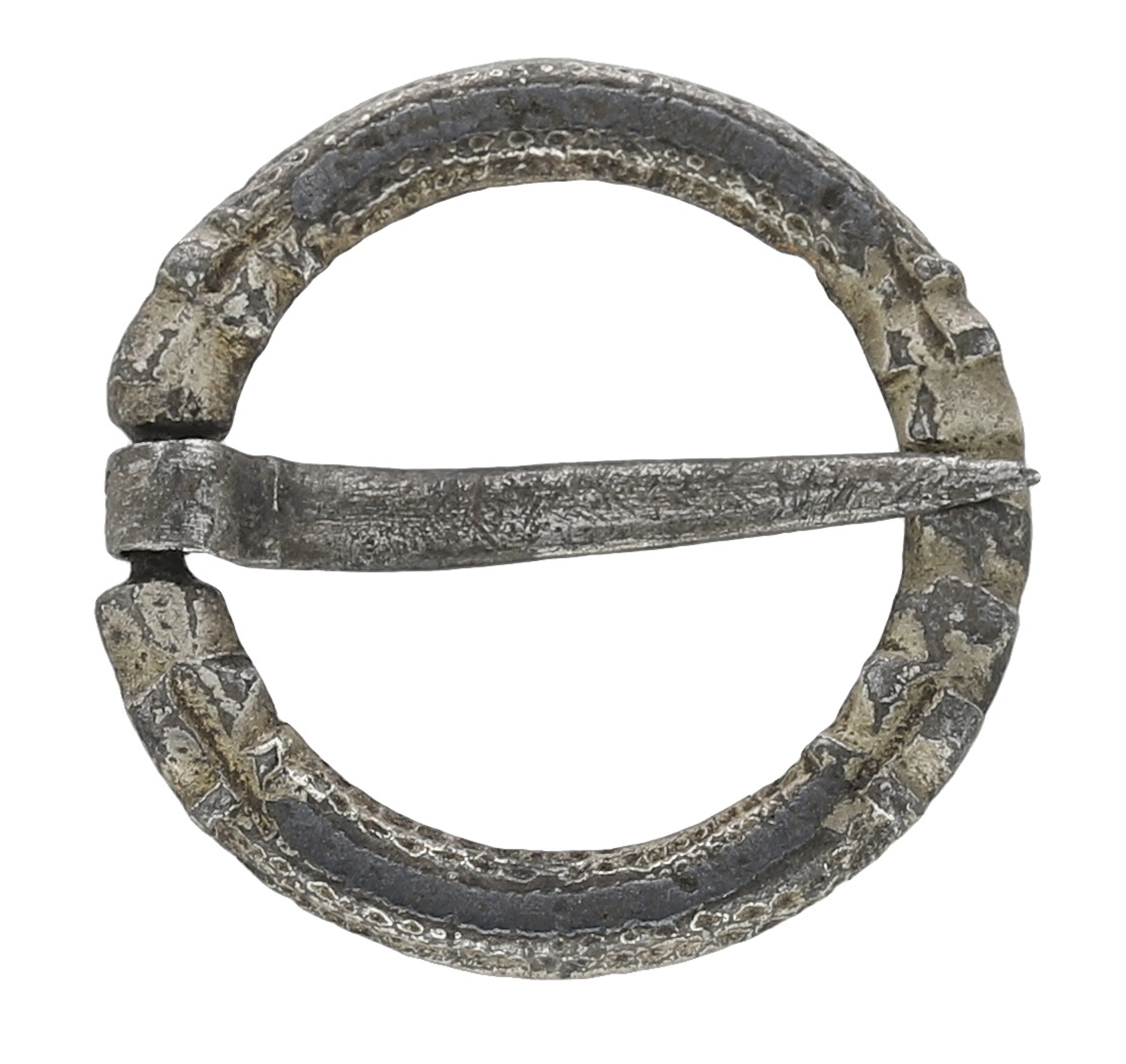 A late 13th / 14th century silver annular zoomorphic brooch, the flat
