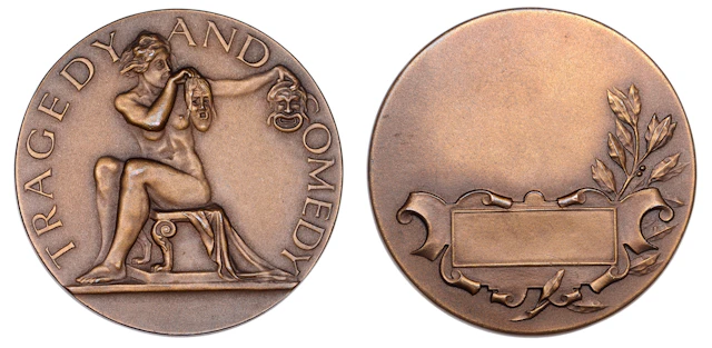 ENGLAND, Tragedy and Comedy, c. 1930, a bronze award medal, unsigned