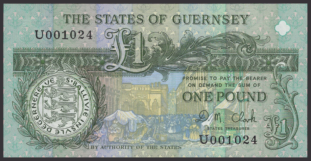 States of Guernsey, £1 (5), ND (2002-13), serial number T000266, W000630