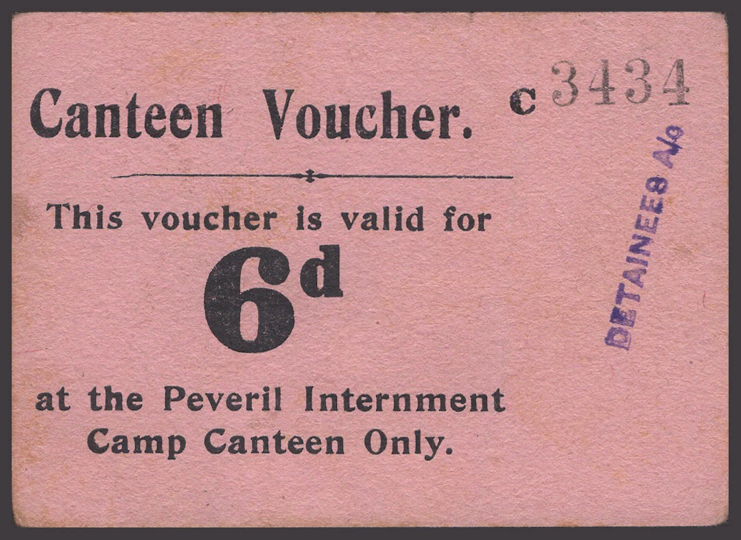 Peveril Internment Camp, 6 Pence, ND (1940), serial number C3434