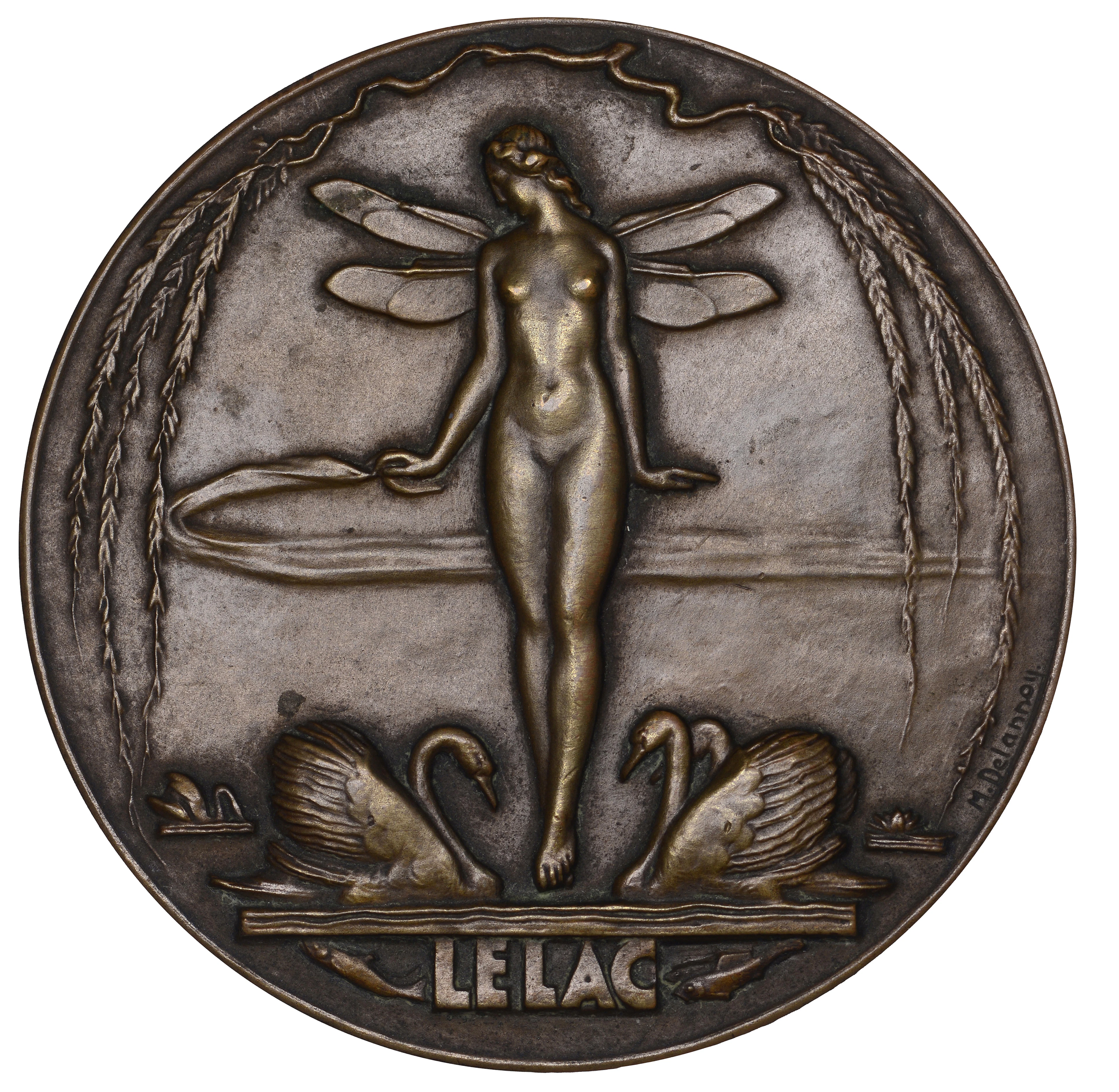 FRANCE, Le Lac [The Lake], 1942, an Art Déco uniface bronze medal