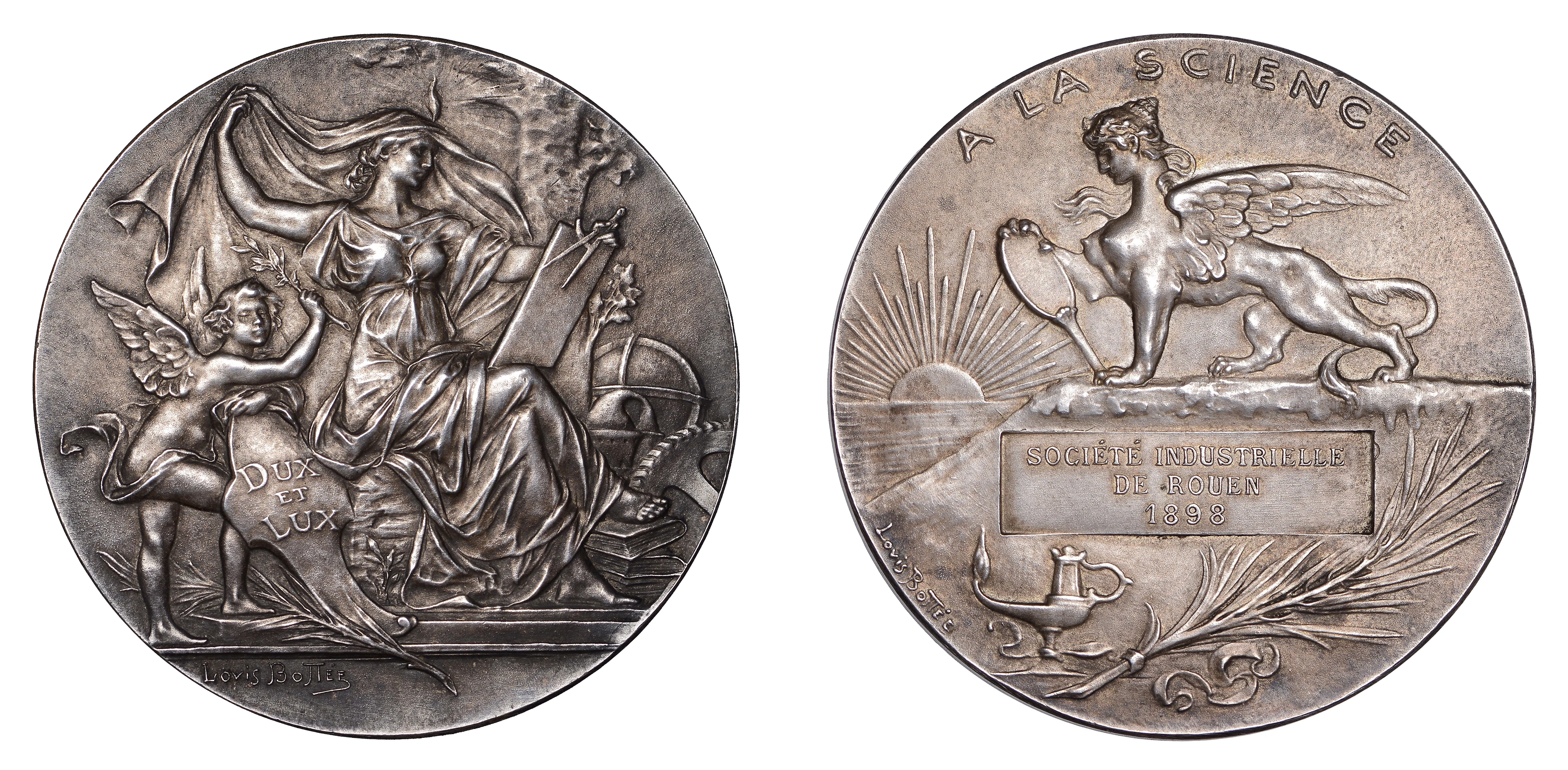 FRANCE, Les Sciences, 1894, a plated bronze award medal by L.-A. Bottée