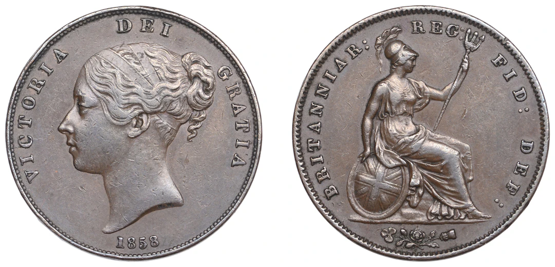 Victoria (1837-1901), Penny, 1858/6 (Gouby C; F -; BMC -; S 3948).