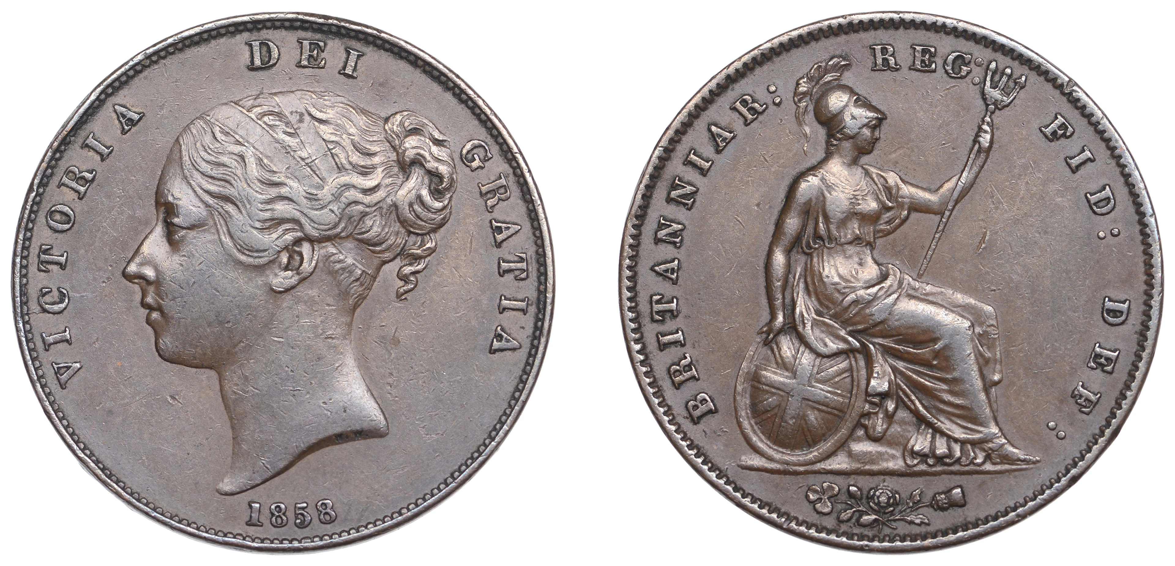 Victoria (1837-1901), Penny, 1858/6 (Gouby C; F -; BMC -; S 3948).